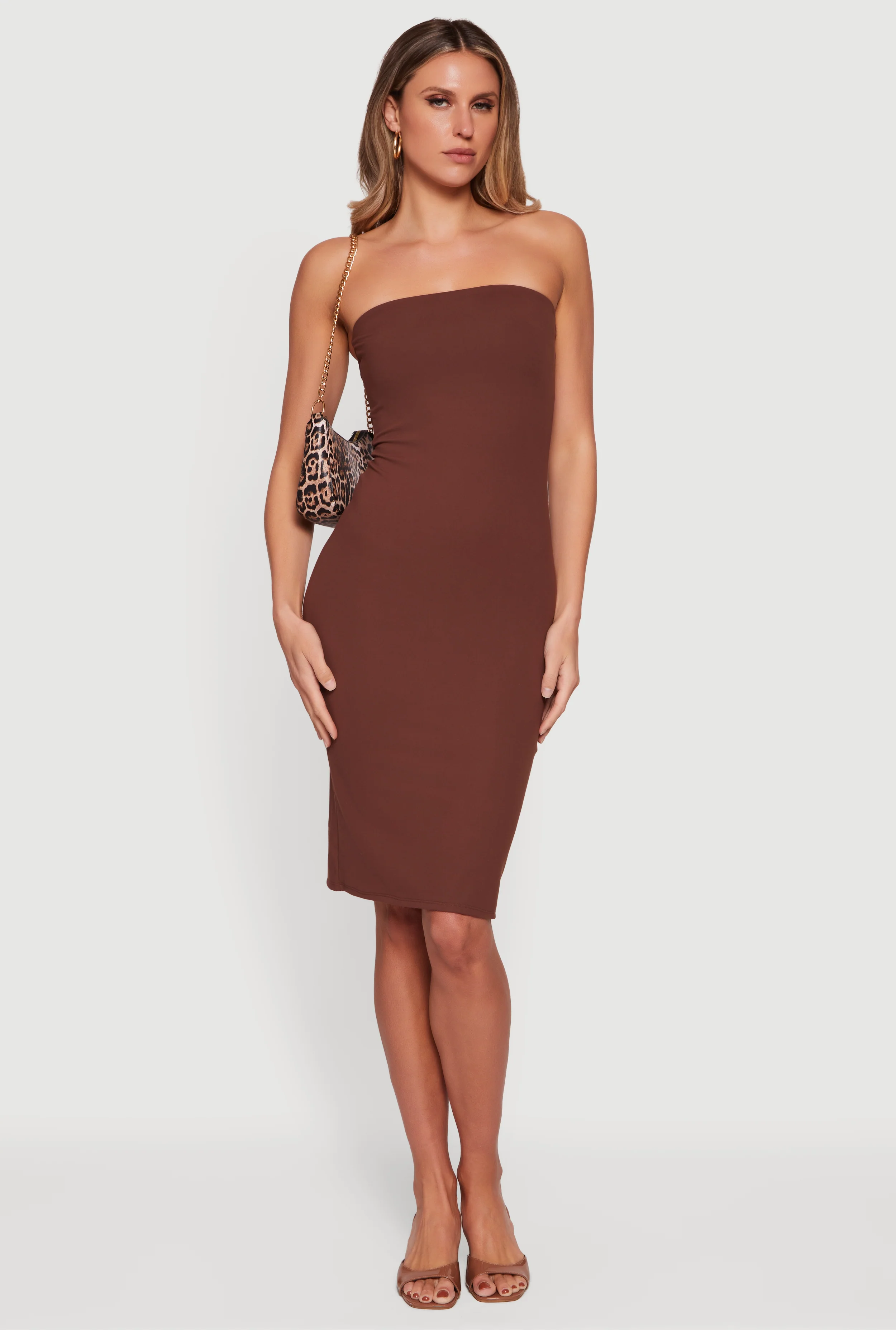 Shelf Bra Tube Midi Dress