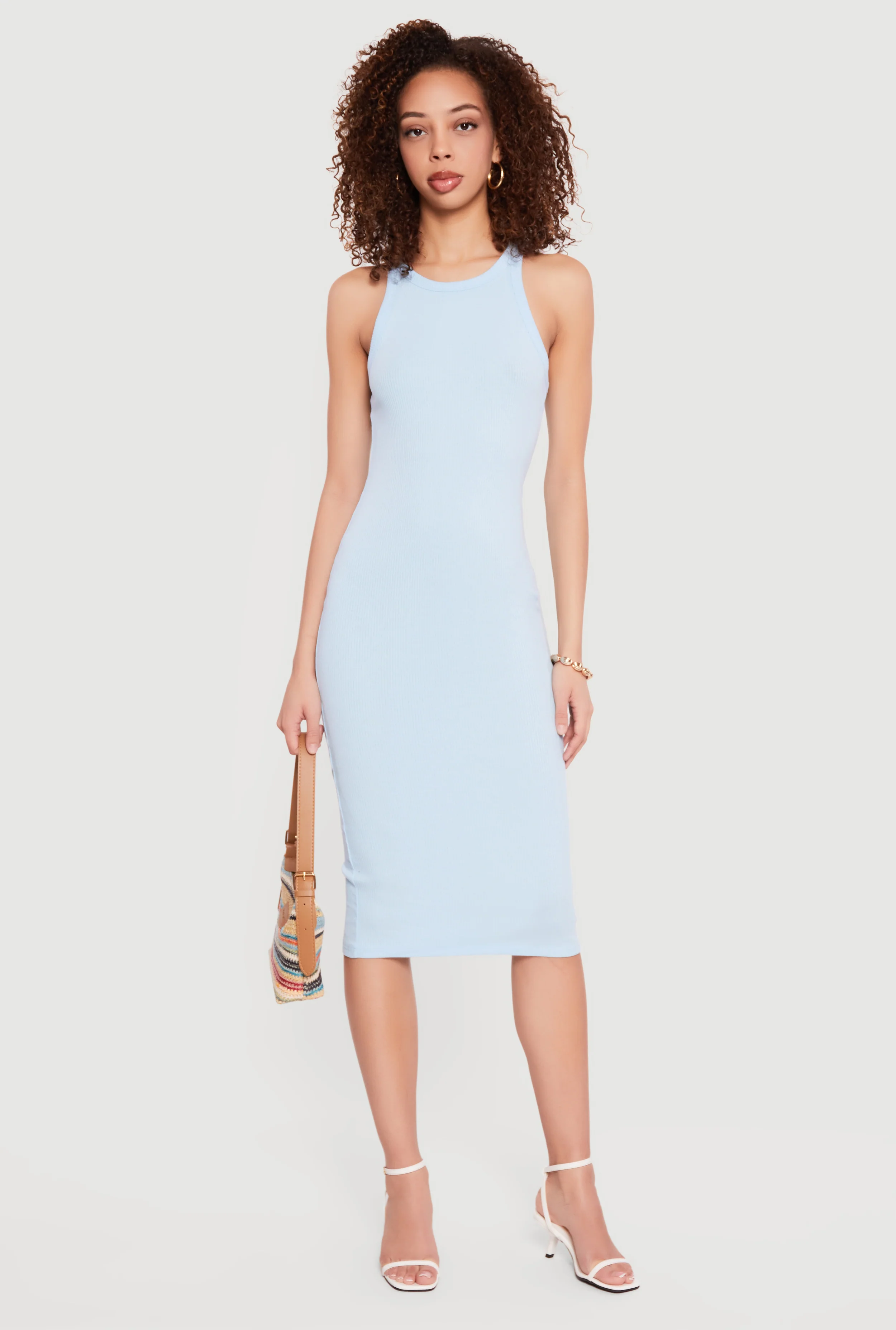 Rib Knit Racerback Tank Midi Dress