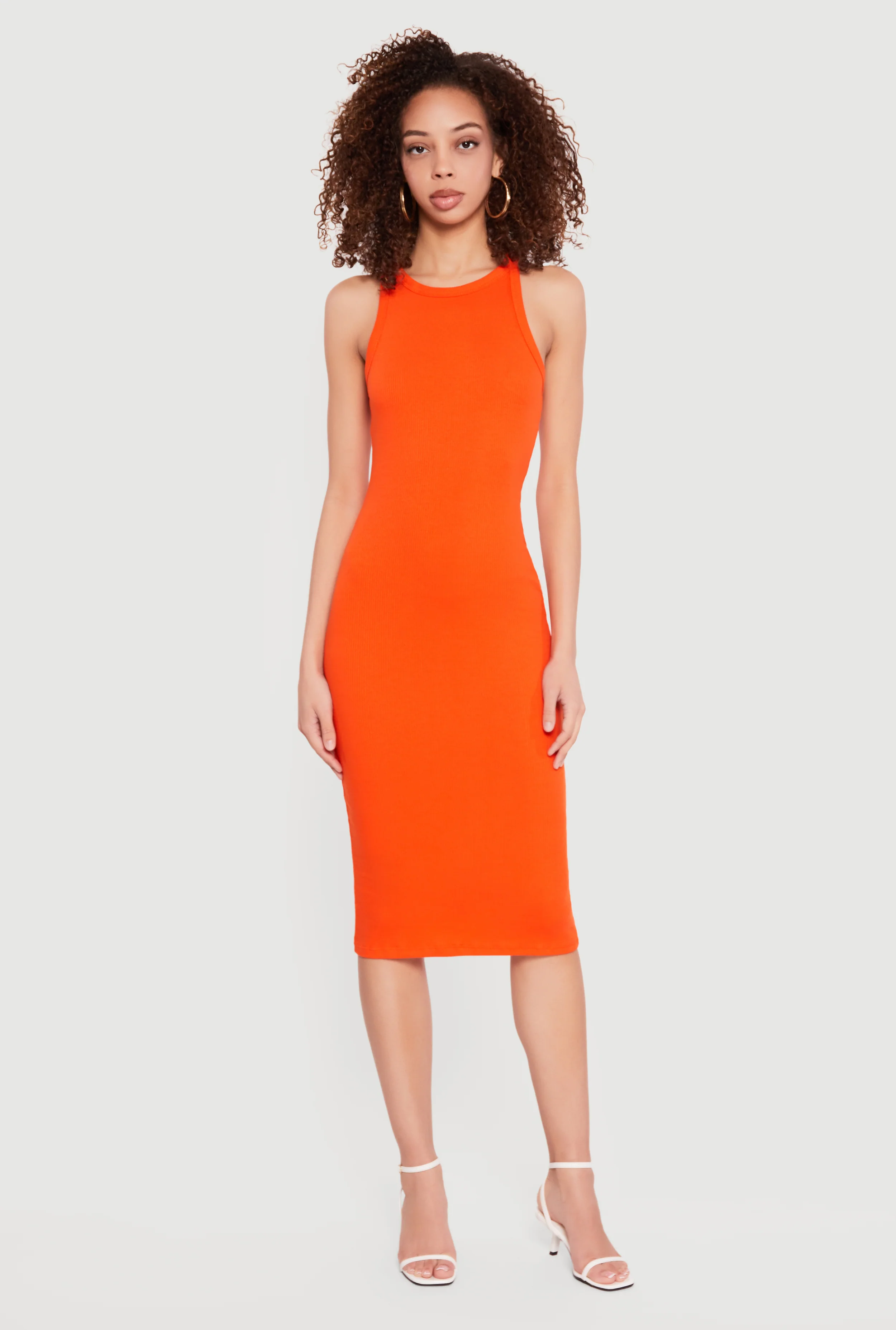 Rib Knit Racerback Tank Midi Dress
