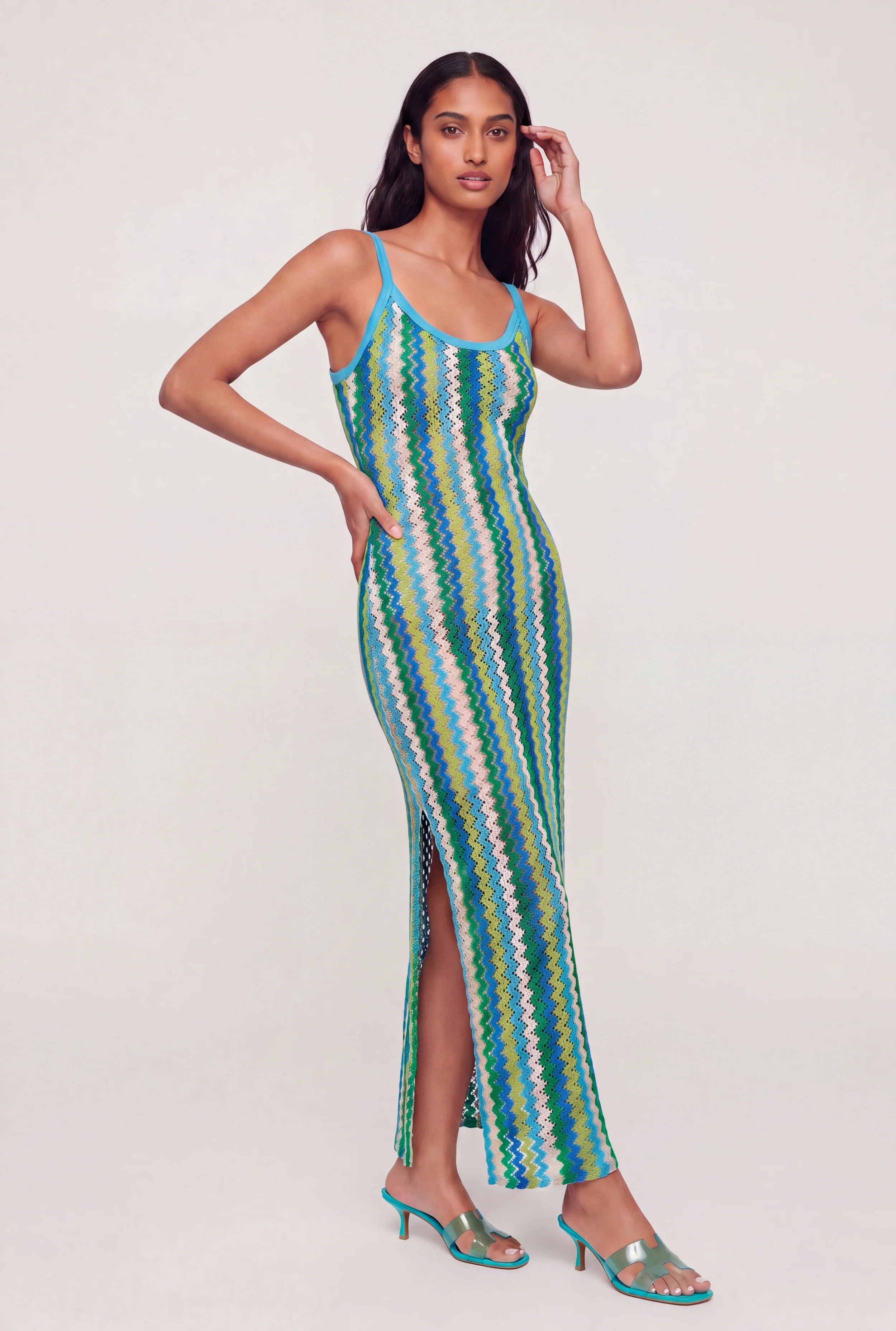 Chevron Striped Cami Maxi Dress