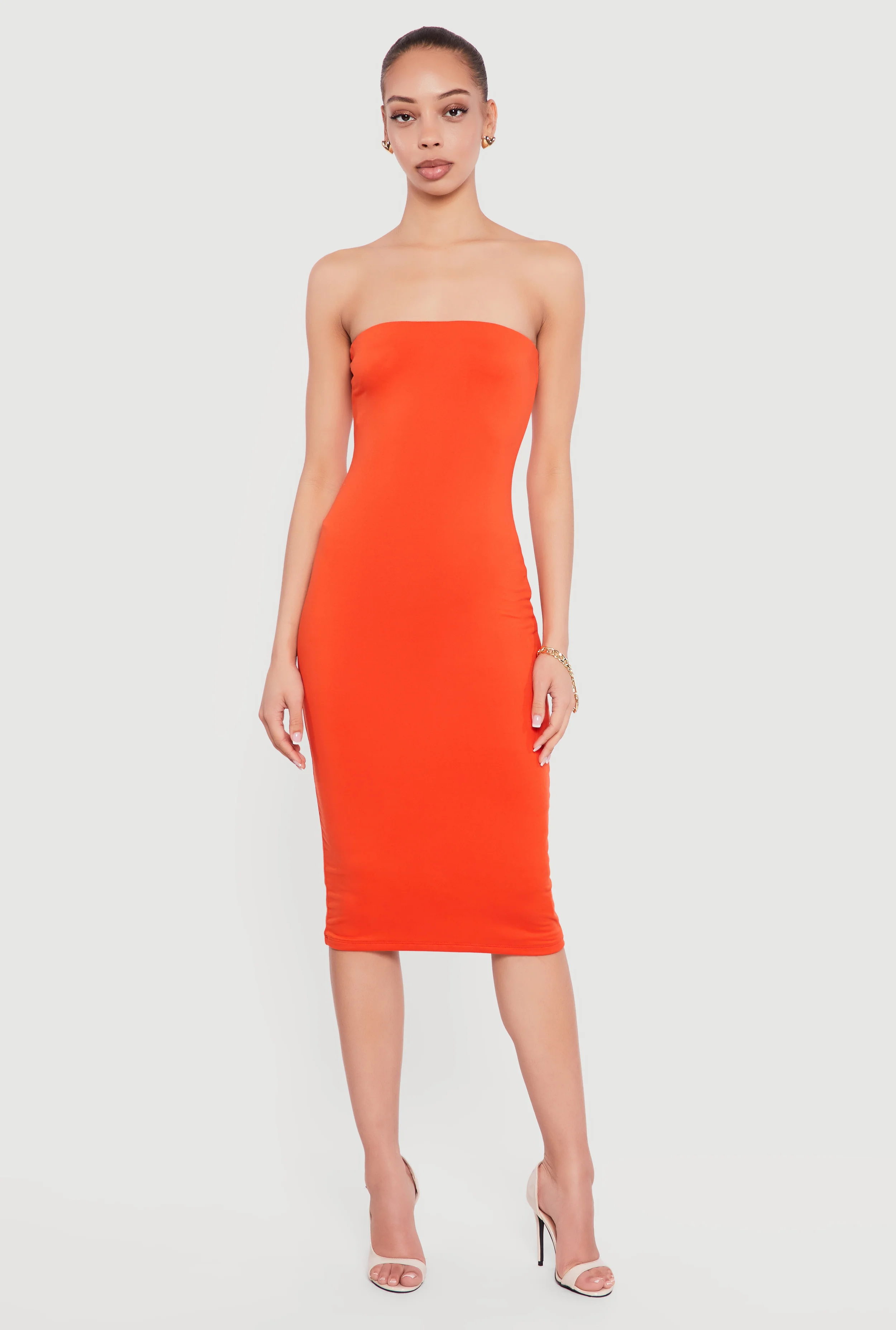 Solid Midi Tube Dress
