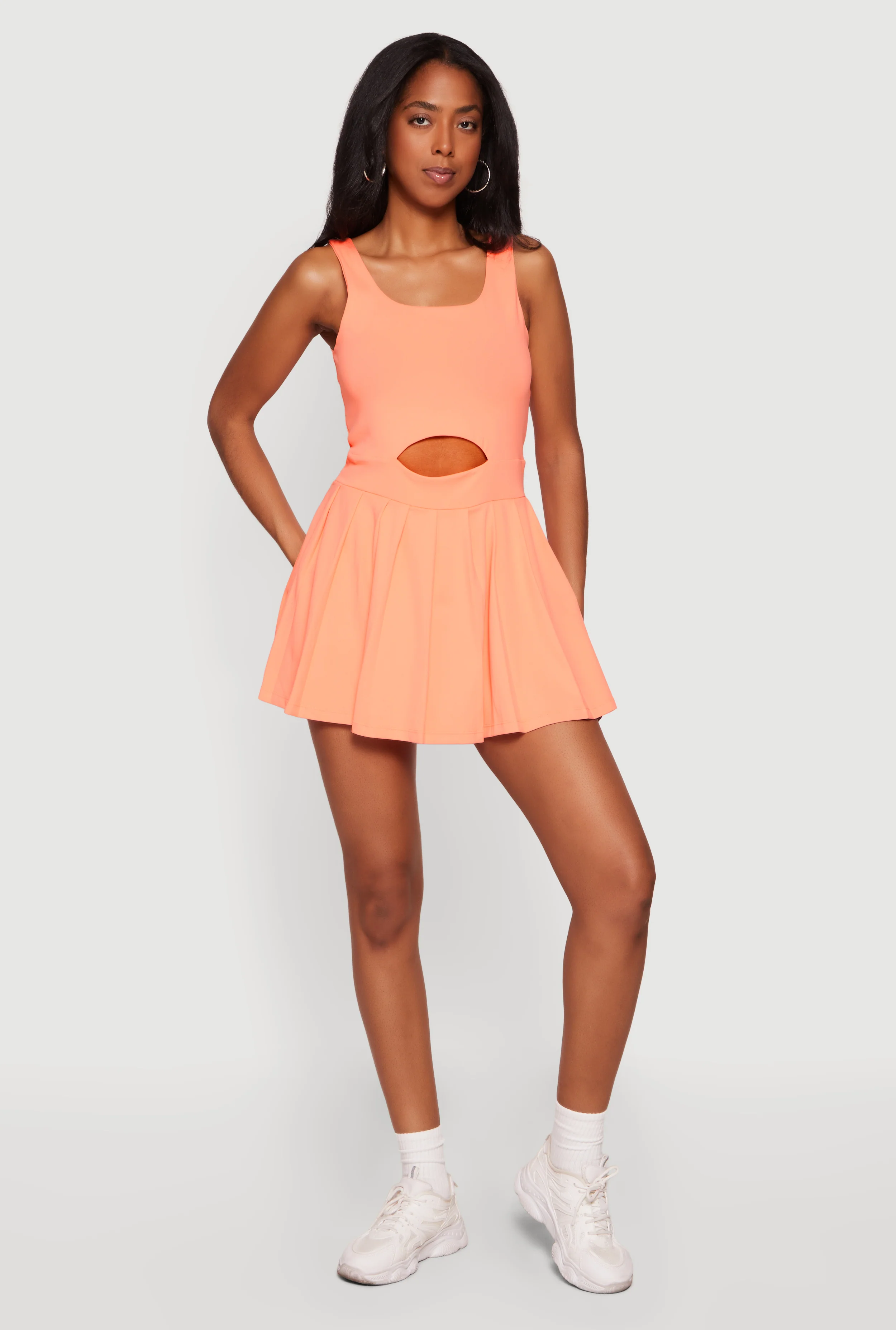 Keyhole Detail Pleated Tennis Dress