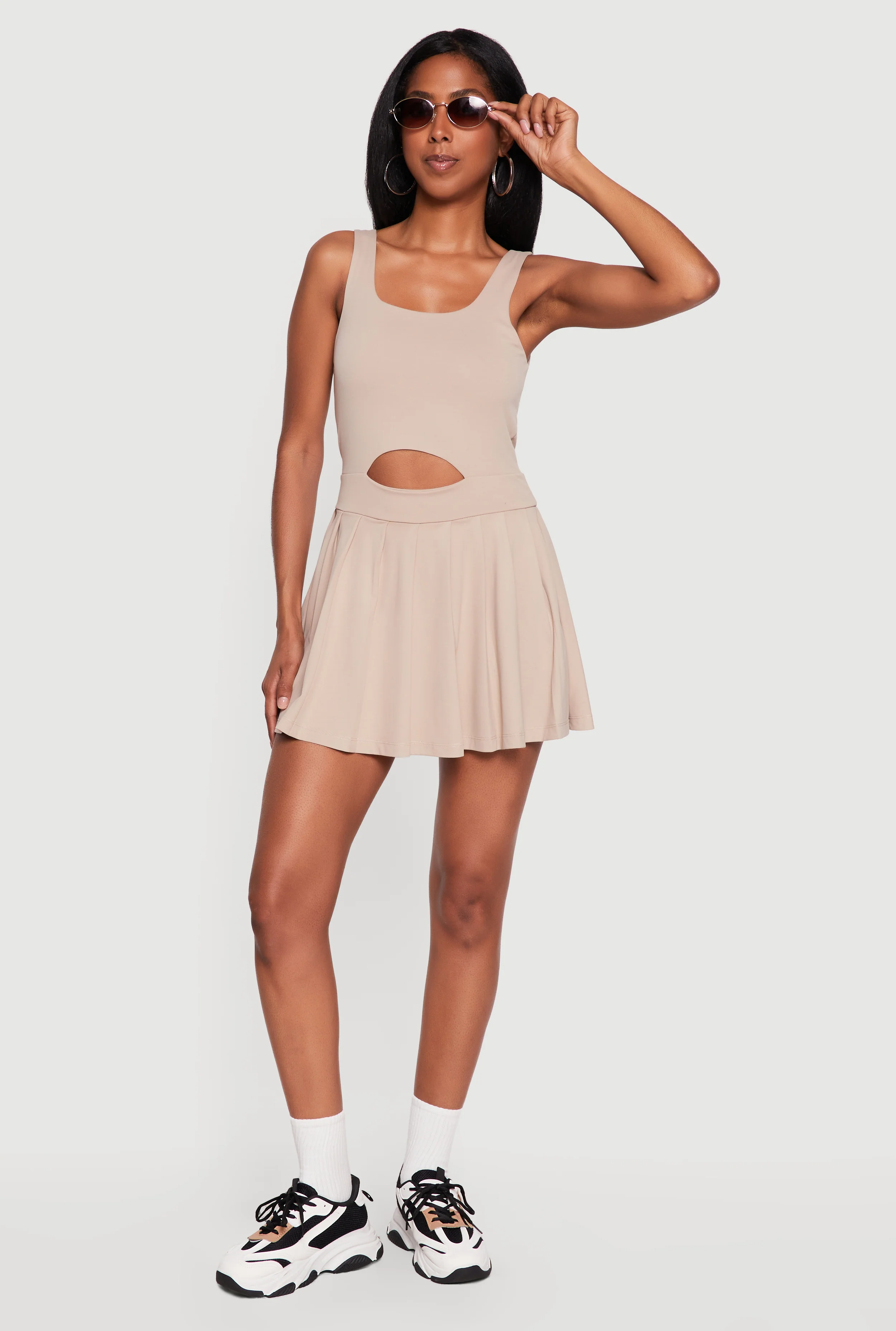 Keyhole Detail Pleated Tennis Dress