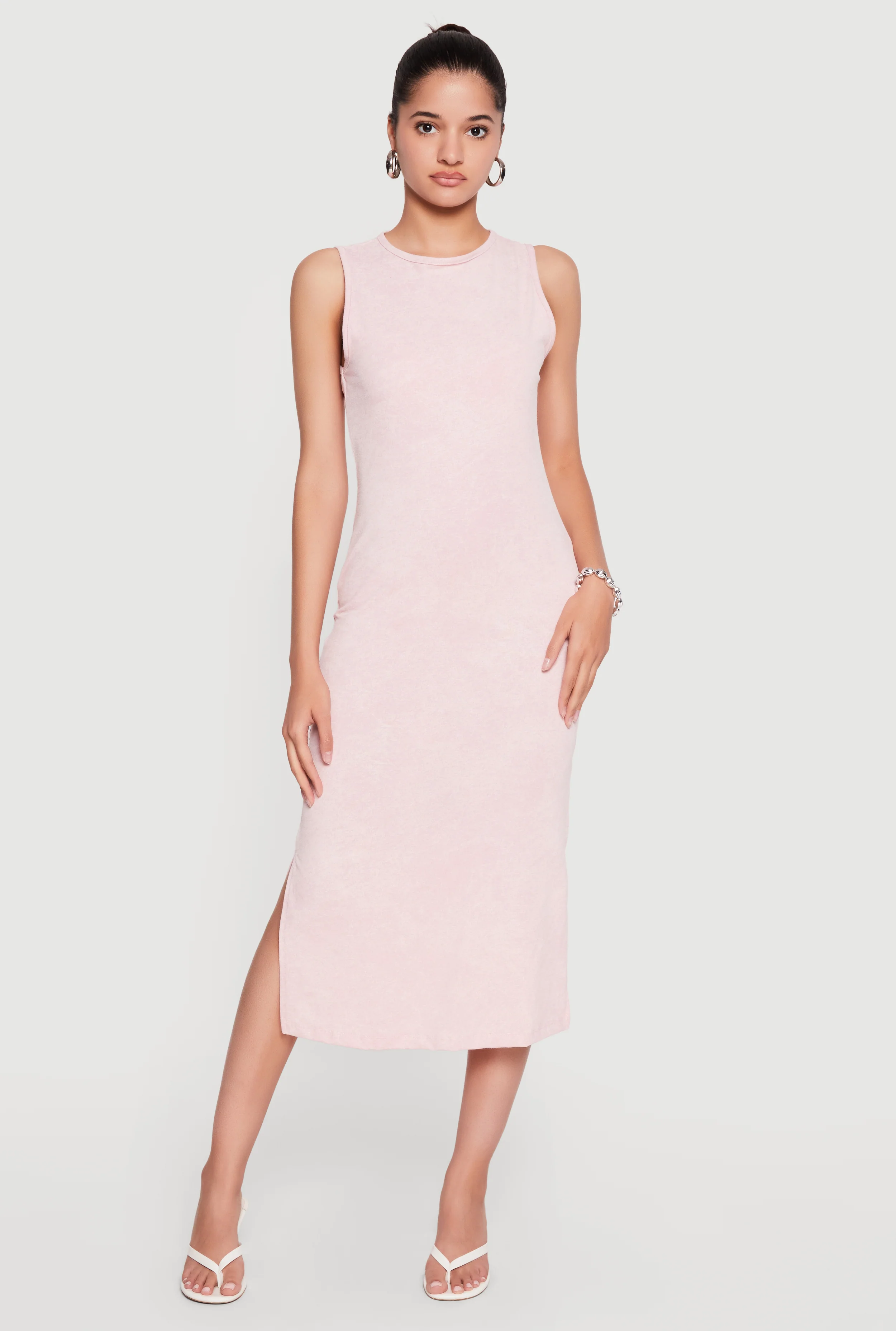 Keyhole Back Acid Wash Midi Dress