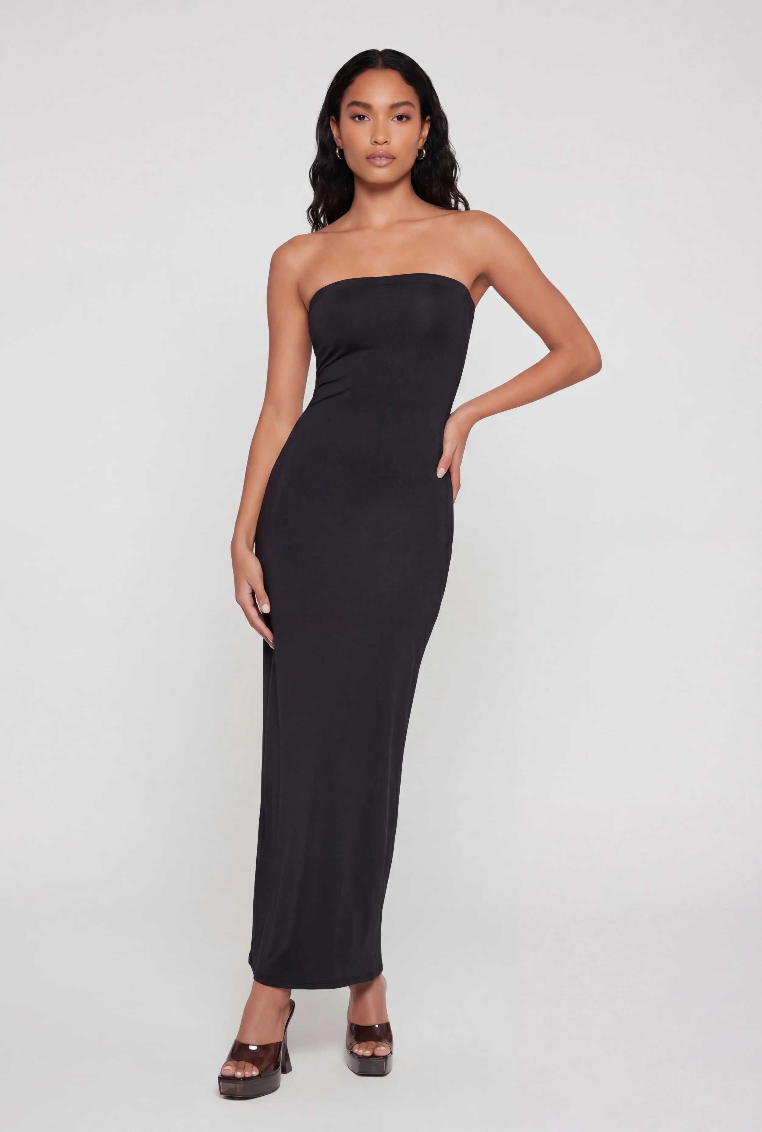 Back Slit Tube Maxi Dress