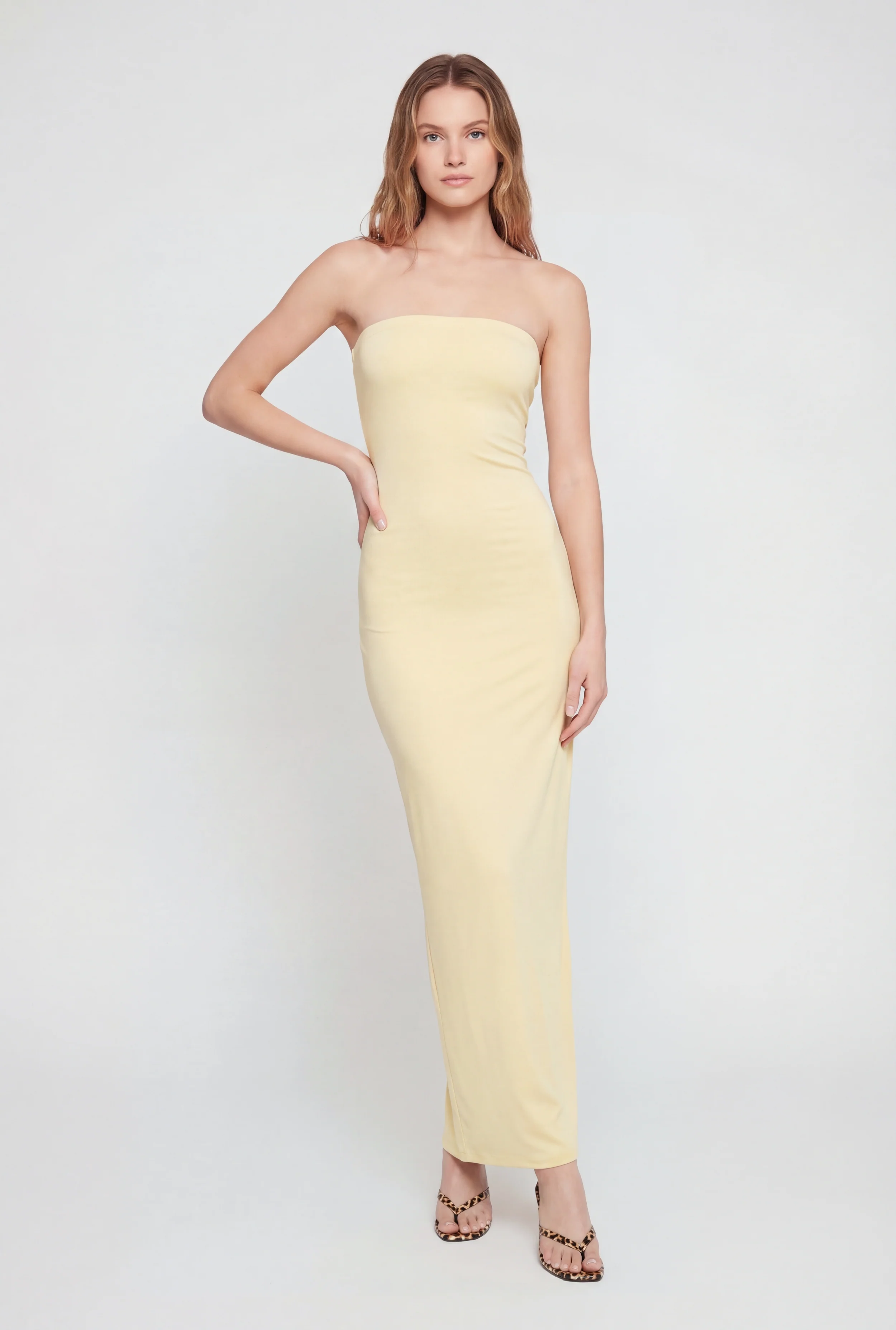 Back Slit Tube Maxi Dress