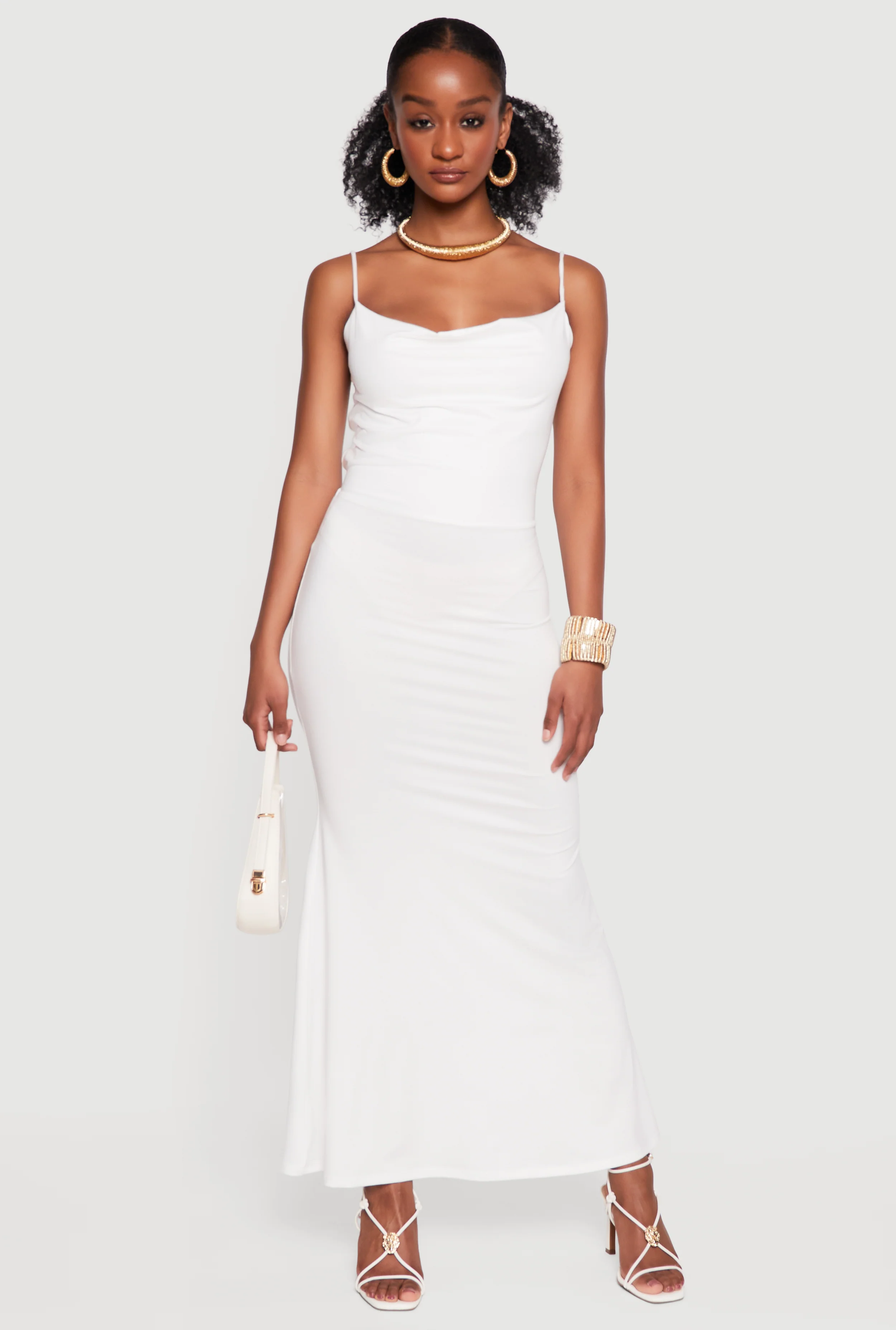 Cowl Neck Open Back Mermaid Dress