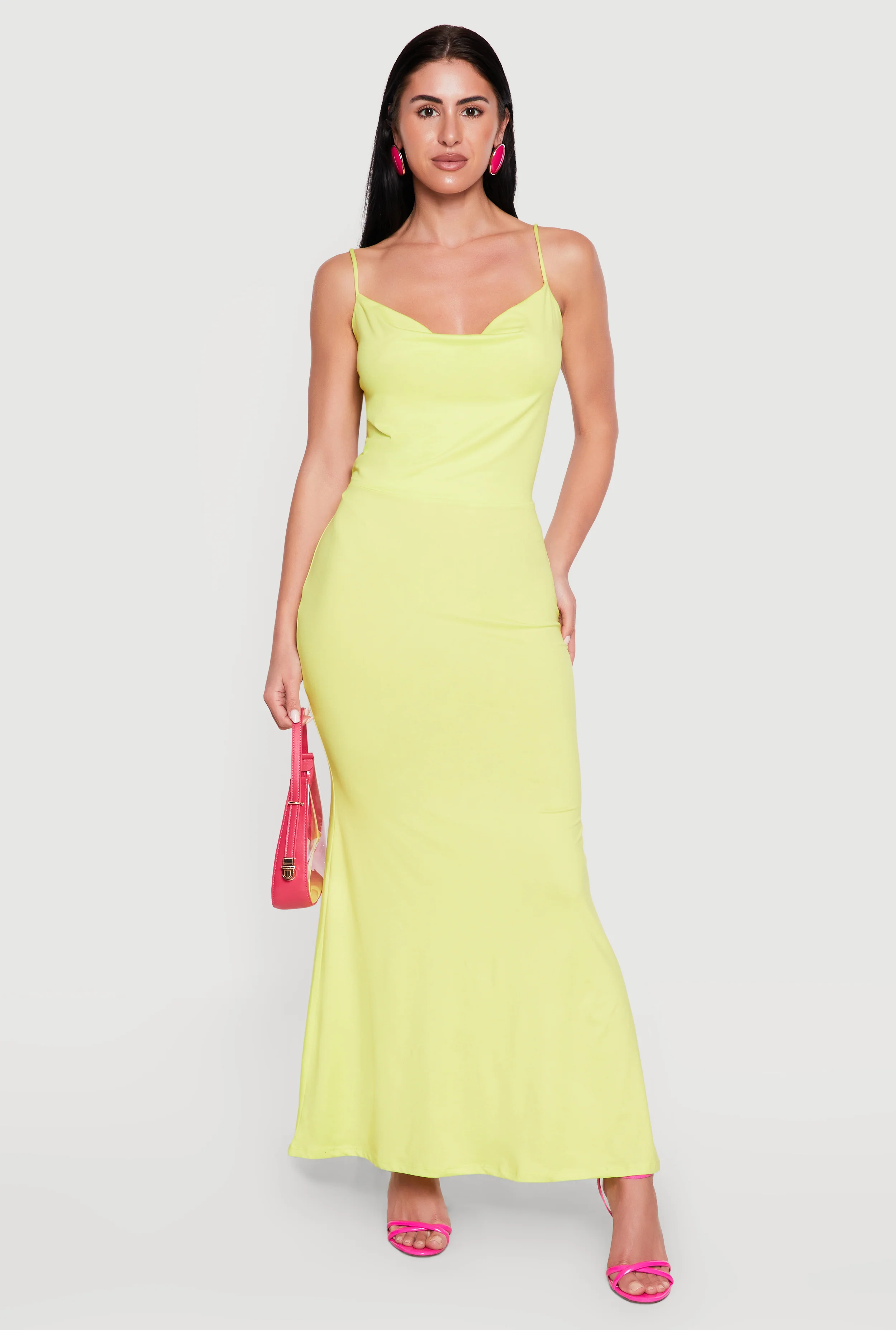 Cowl Neck Open Back Mermaid Dress