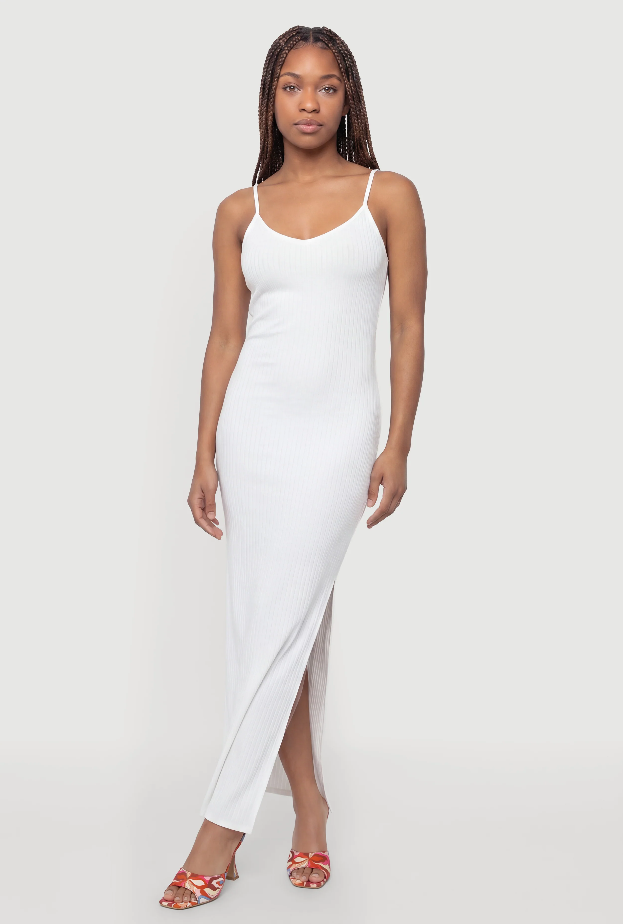 Ribbed Knit Maxi Cami Dress with Side Slit