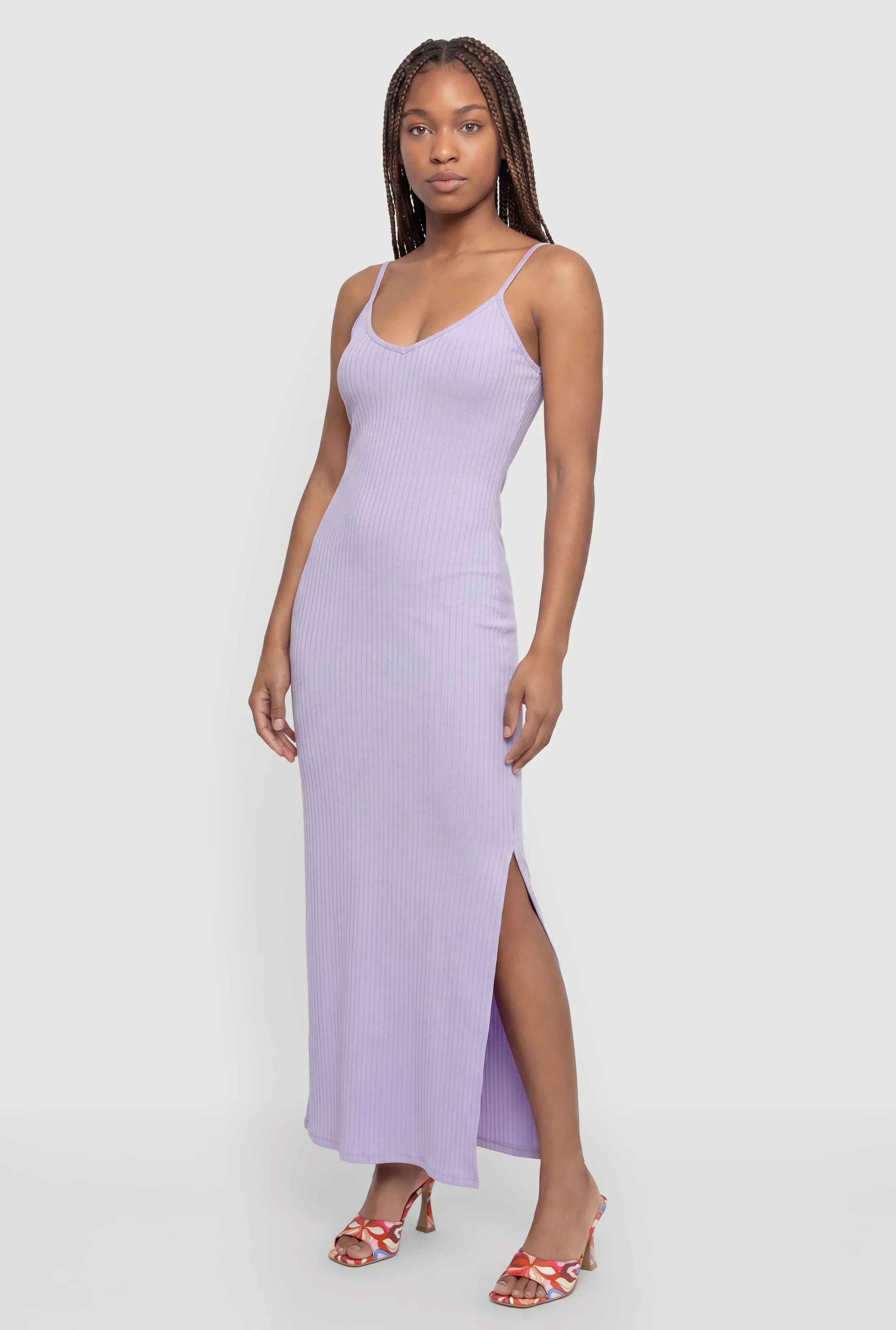 Ribbed Knit Maxi Cami Dress with Side Slit