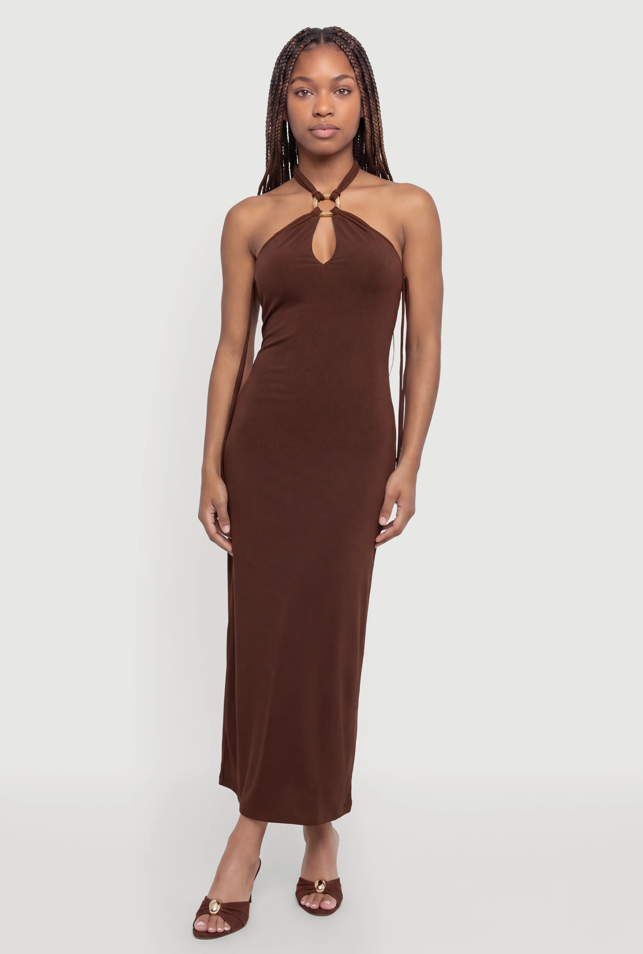 Keyhole Halter Maxi Dress