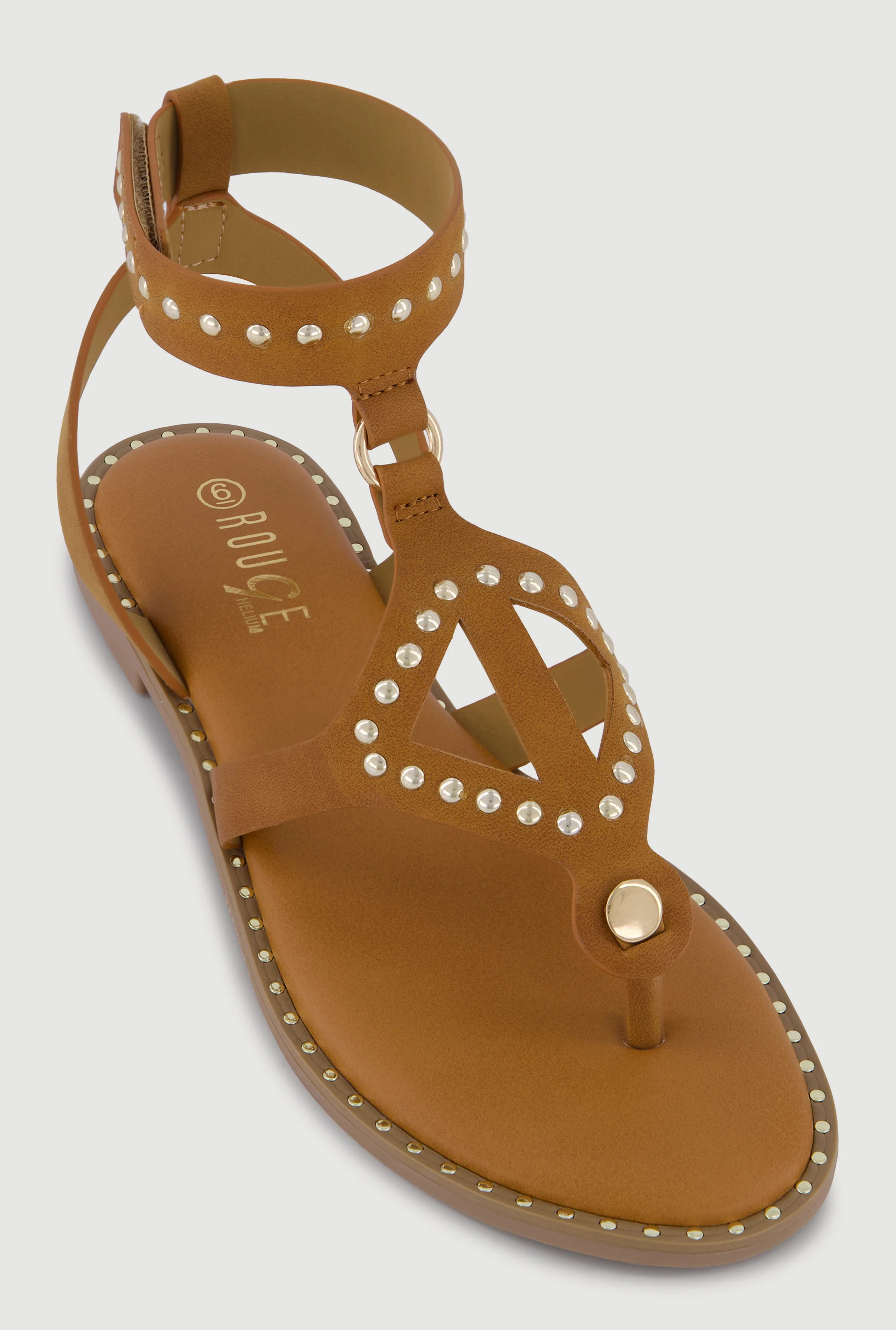 Studded  Velcro Strap Thong Gladiator Sandals