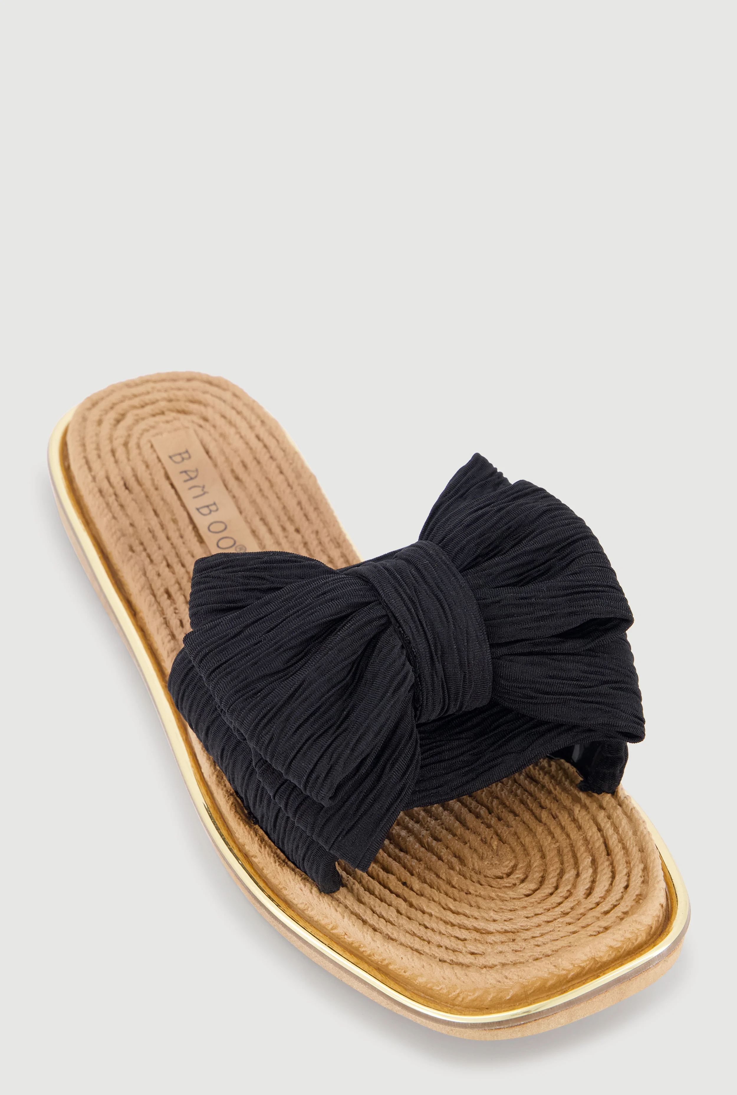 Double Bow Band Espadrille Slide Sandals
