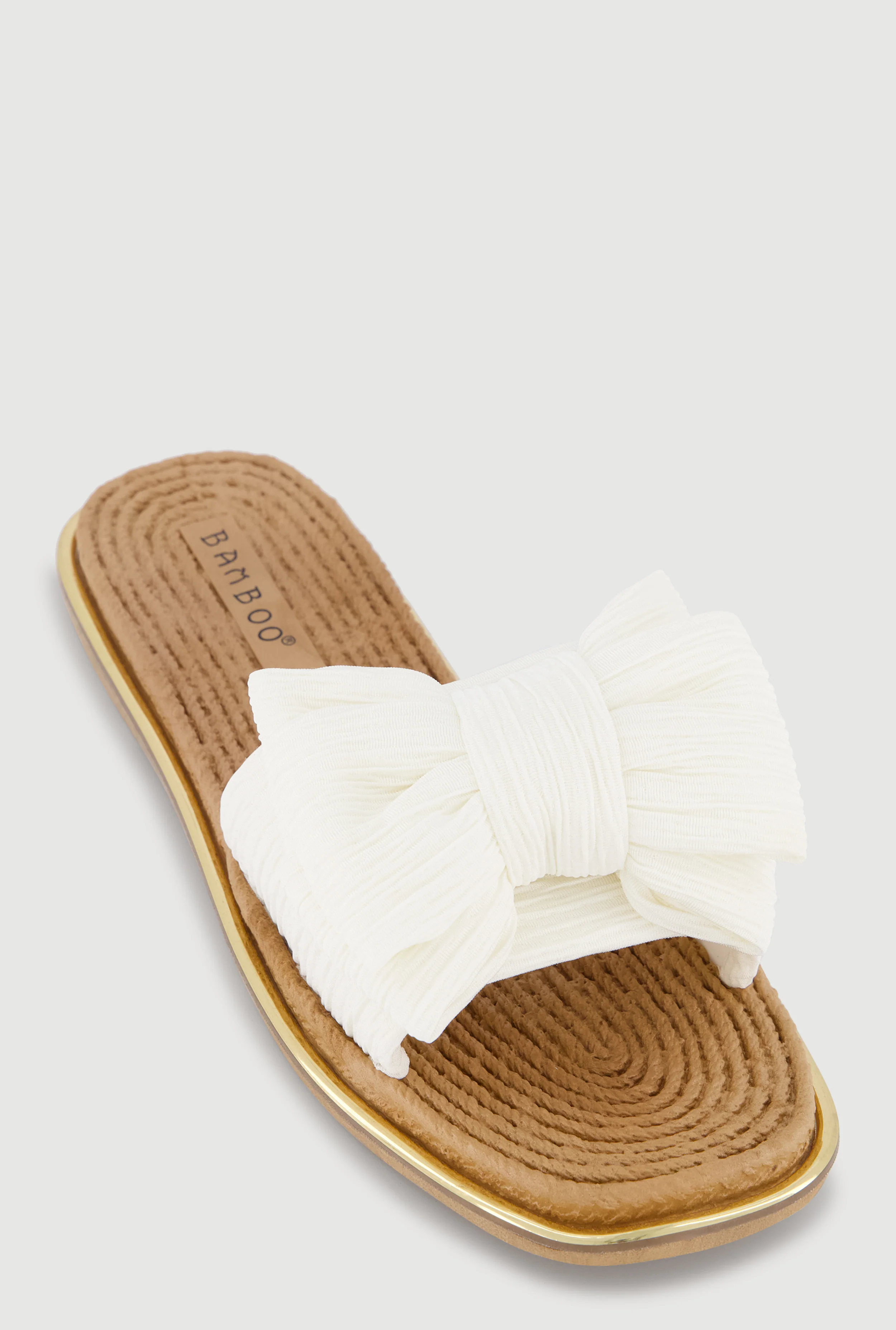 Double Bow Band Espadrille Slide Sandals