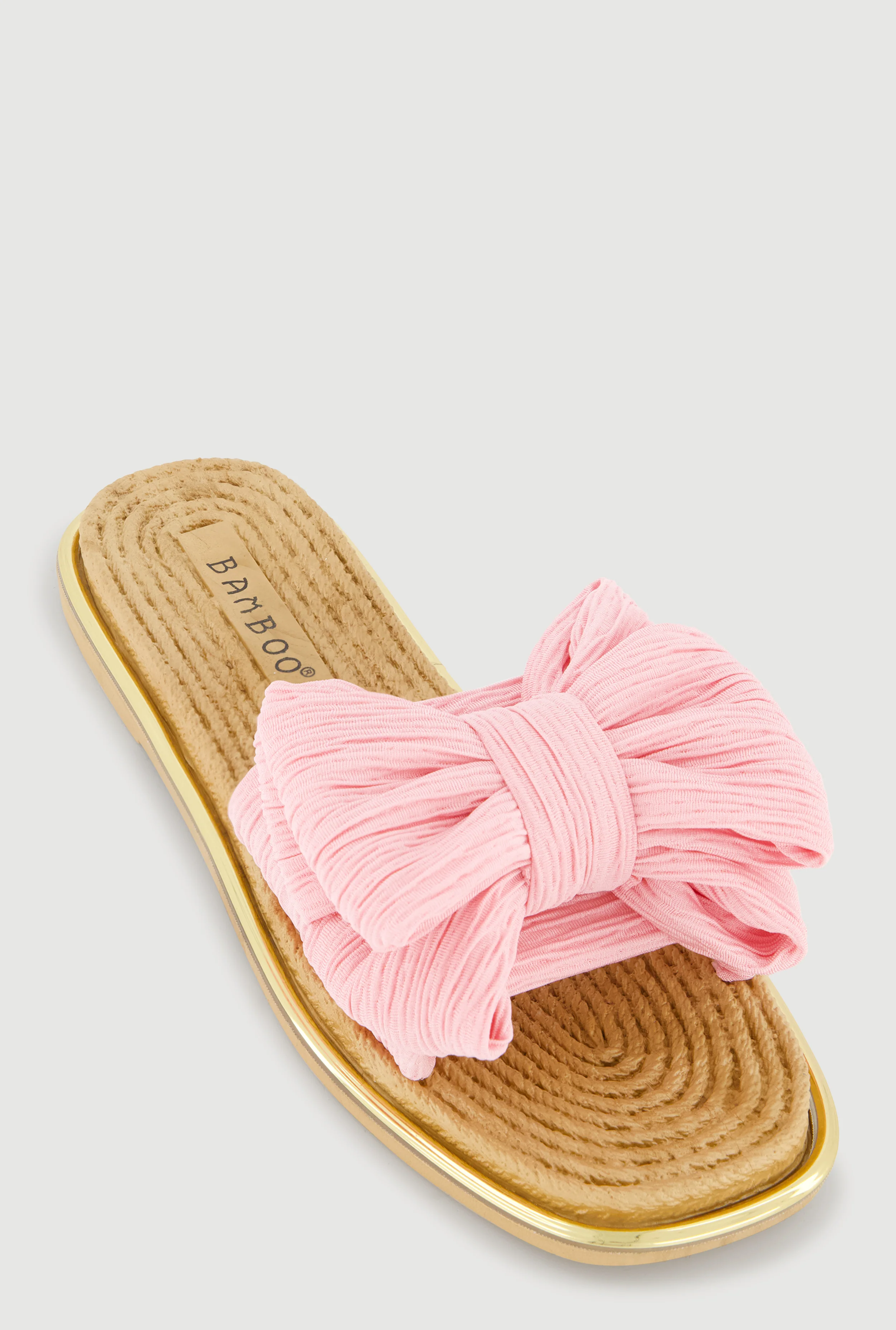 Double Bow Band Espadrille Slide Sandals
