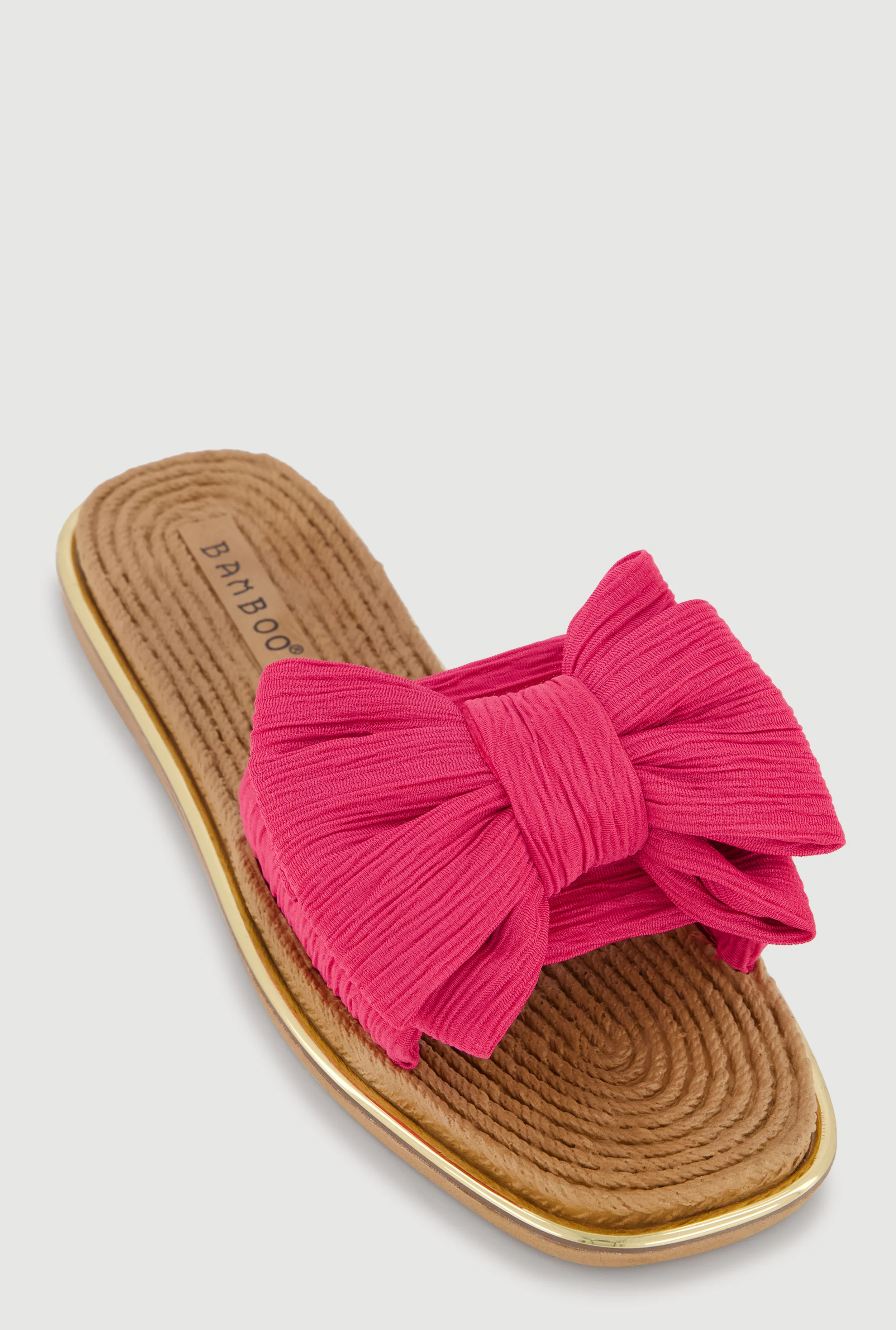 Double Bow Band Espadrille Slide Sandals