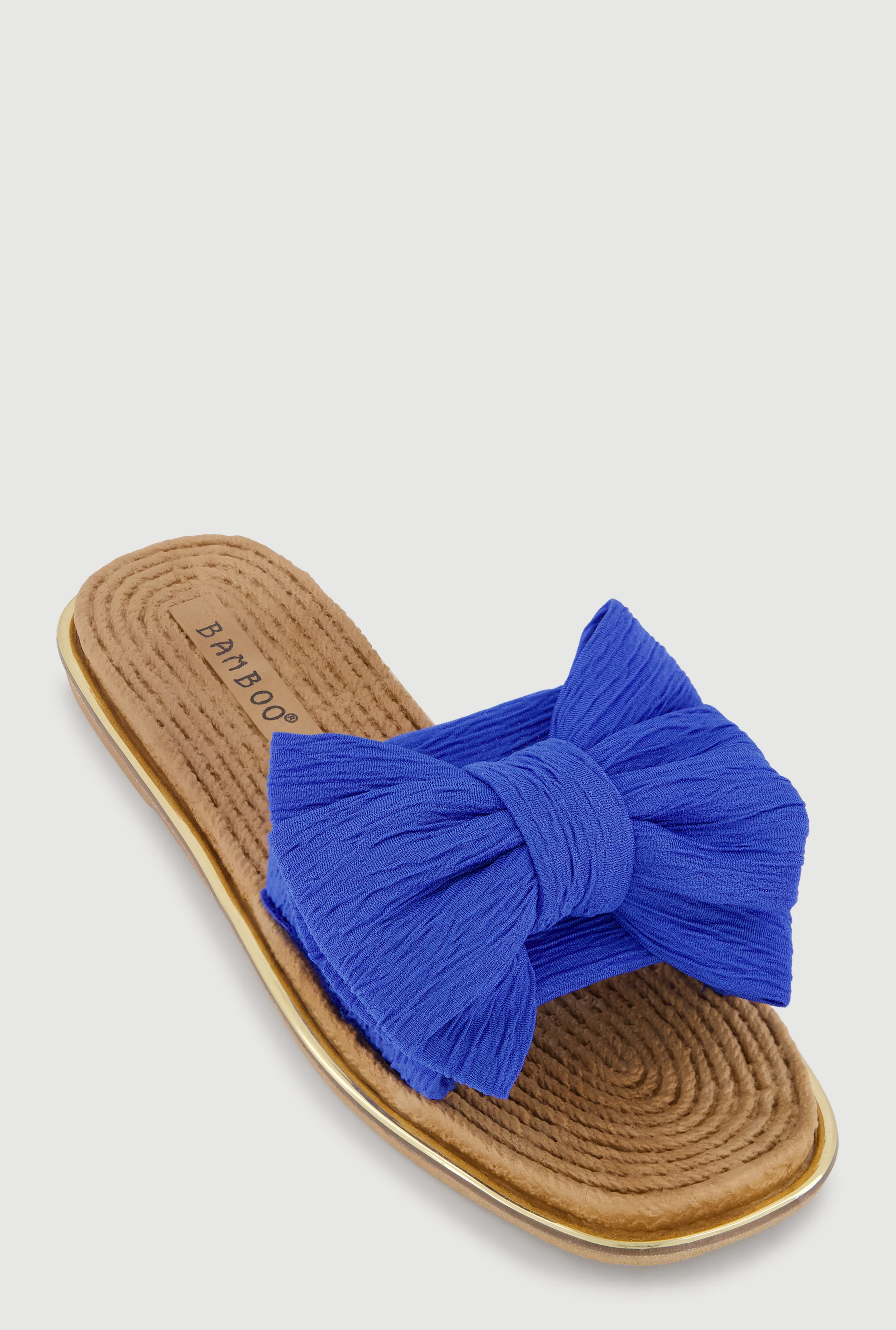 Double Bow Band Espadrille Slide Sandals