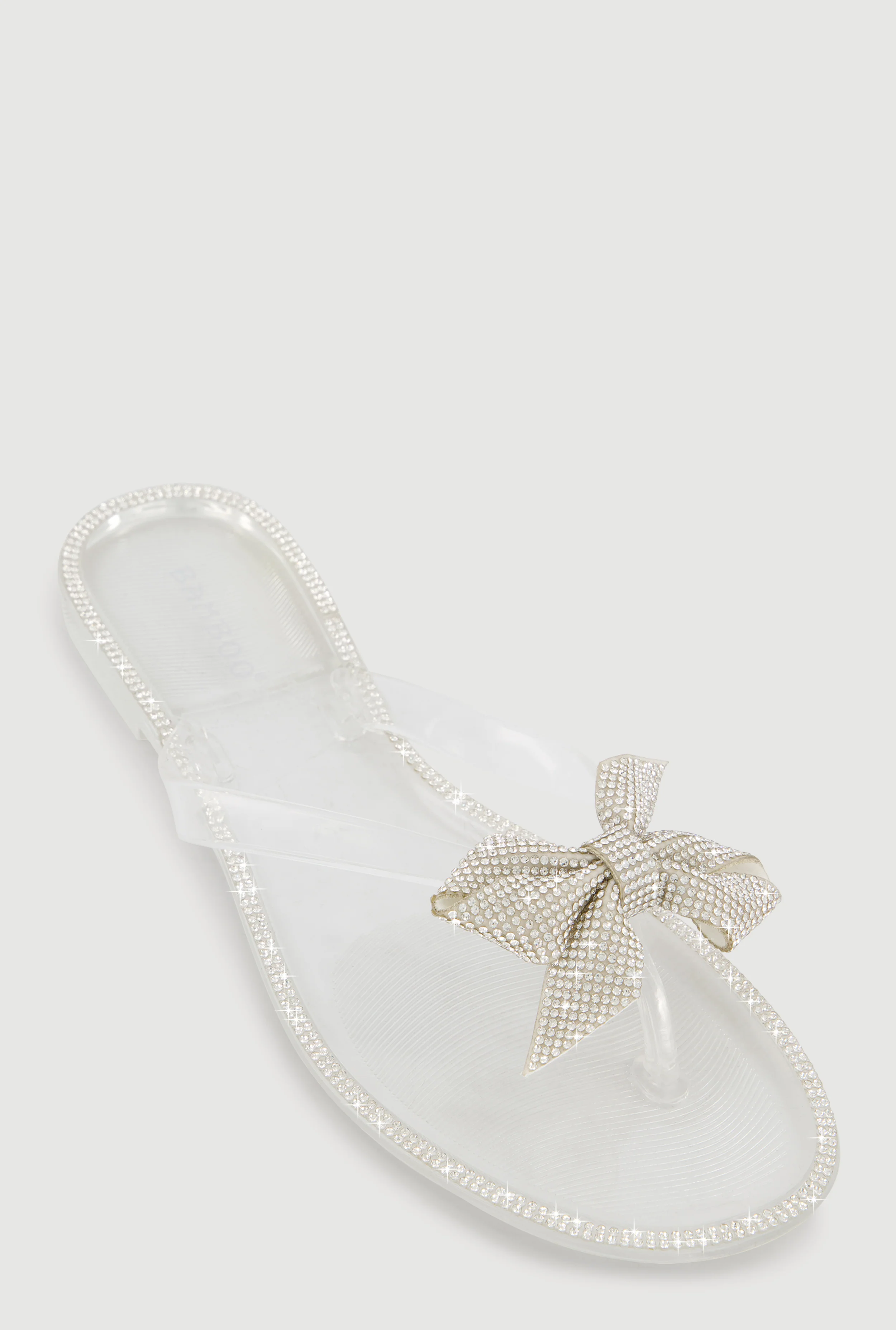 Rhinestone Bow Jelly Thong Sandals