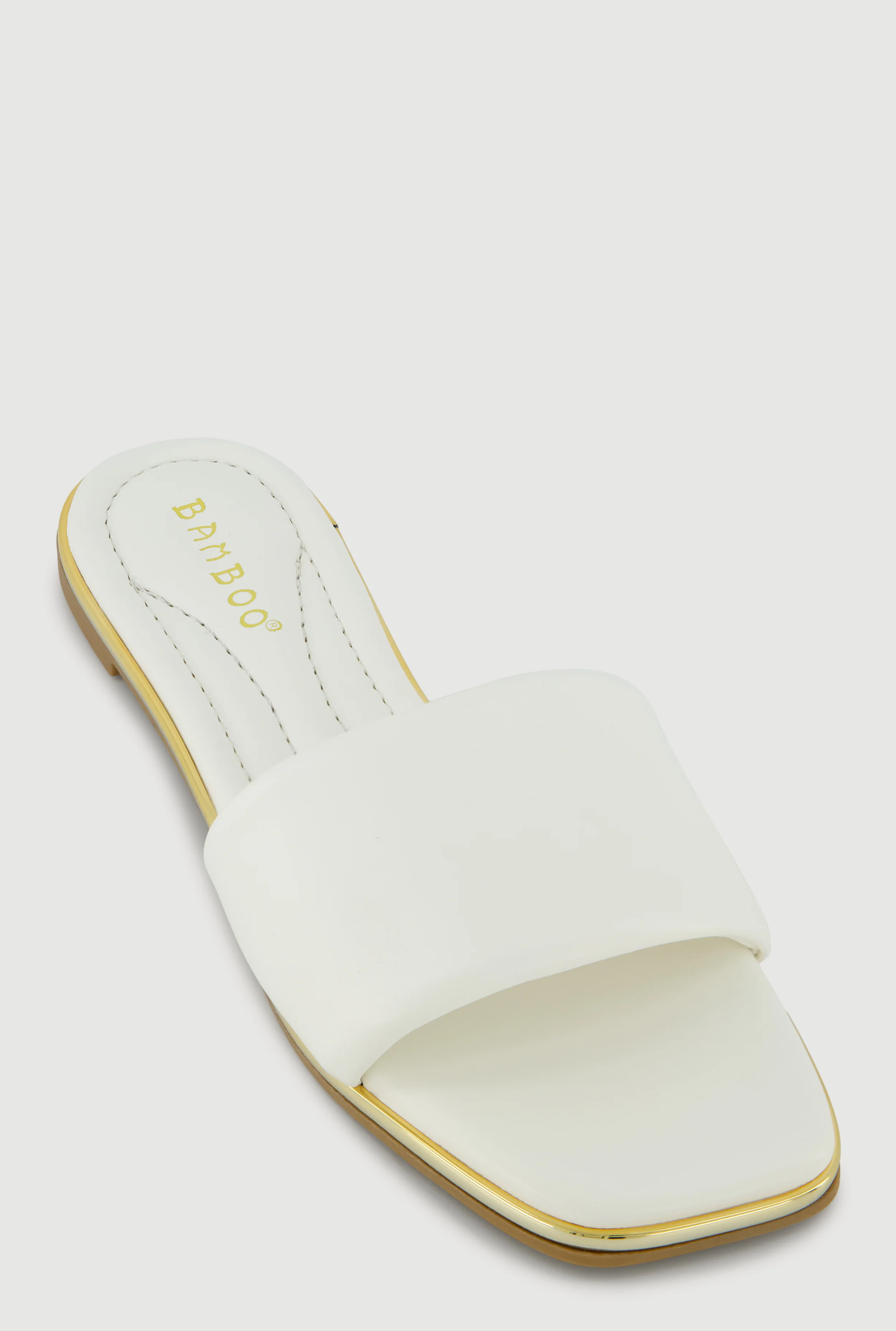 Metallic Trim Single Band Slide Sandals
