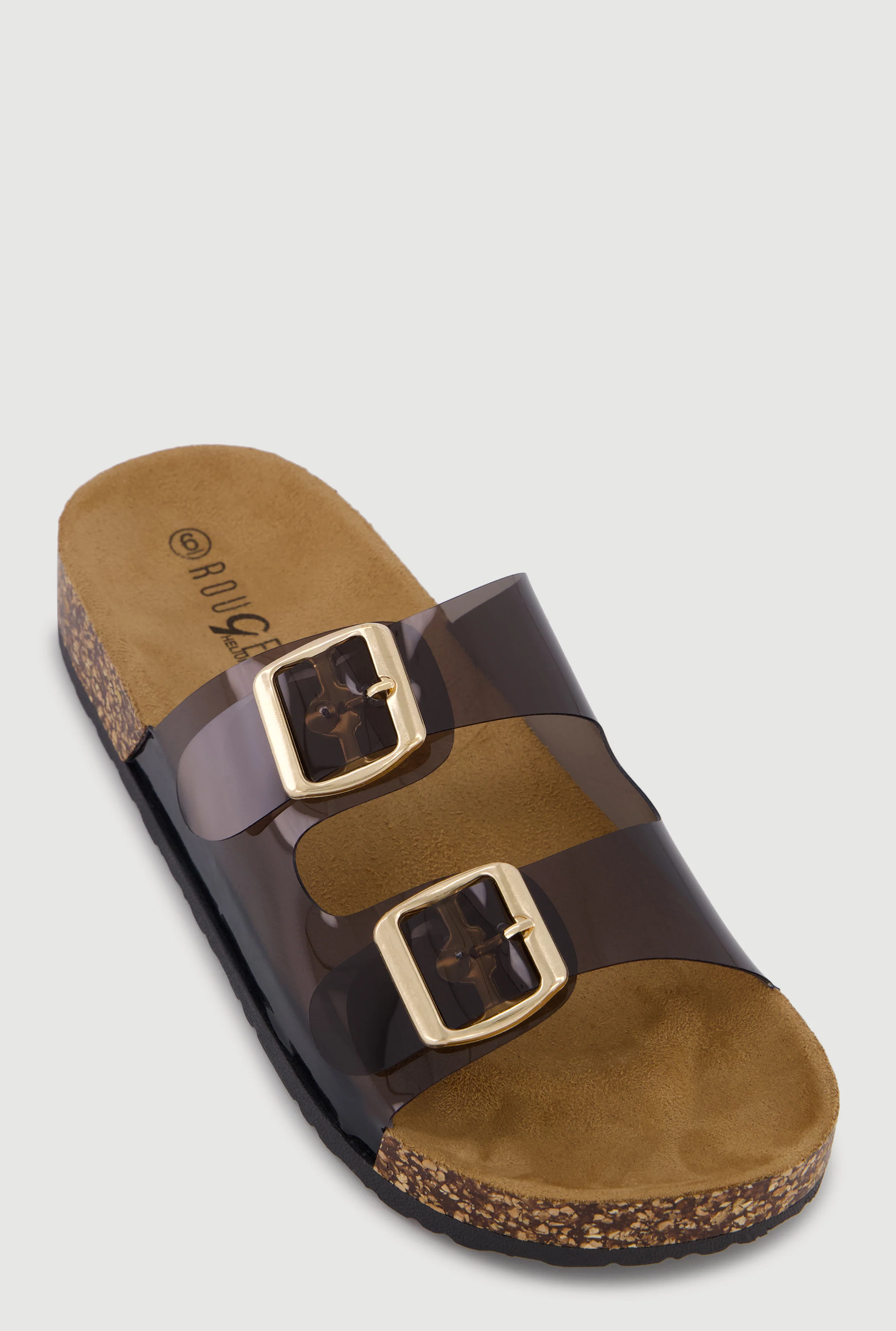 Double Buckle Band Footbed Sandals