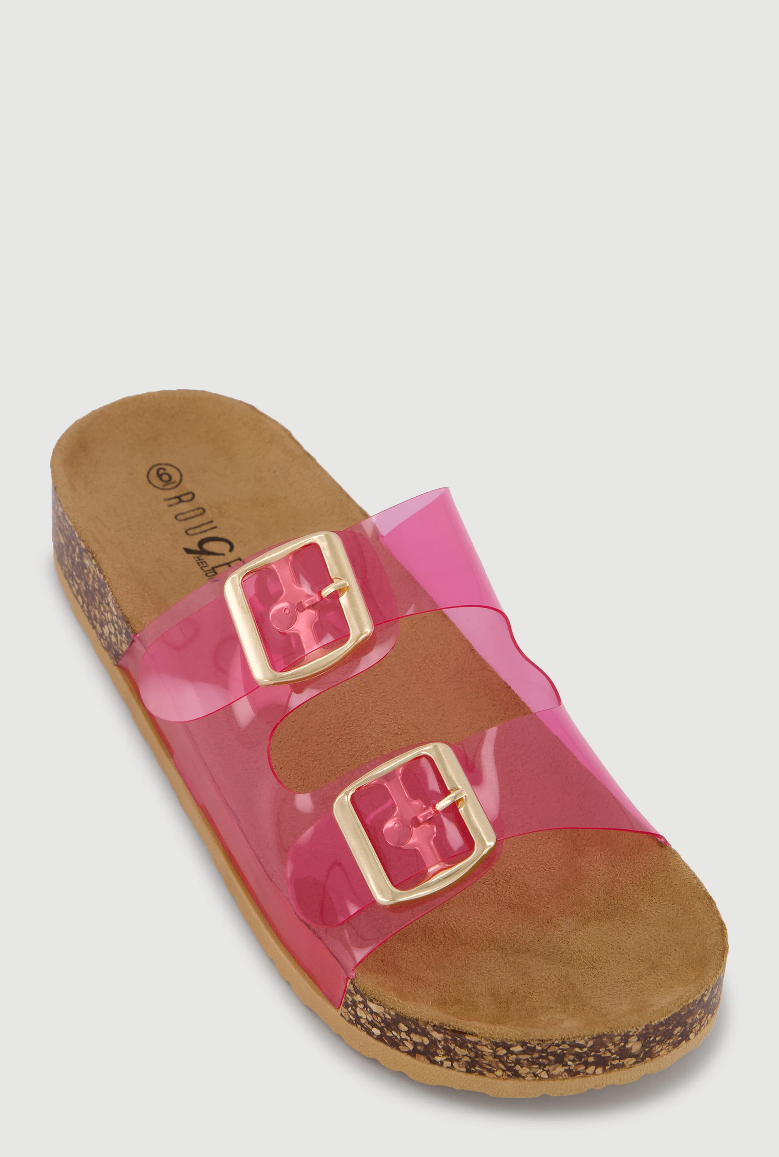 Double Buckle Band Footbed Sandals