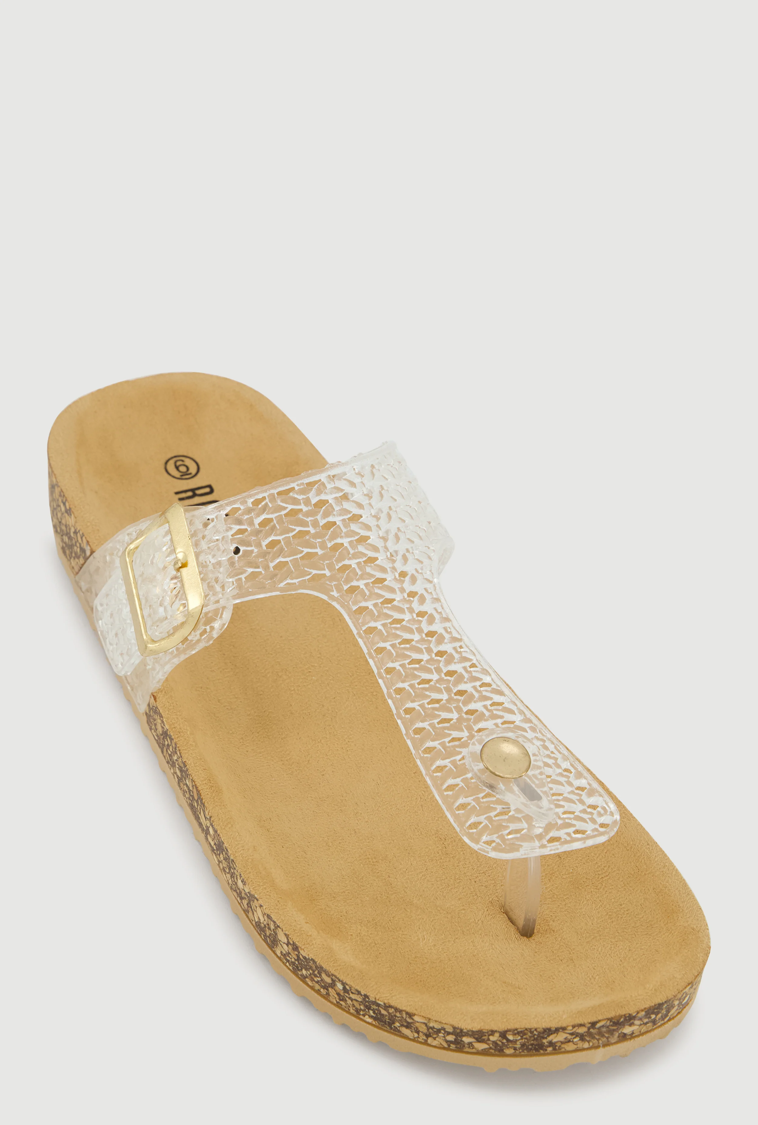 Jelly Cut Out Thong Sandals with Buckle Detail