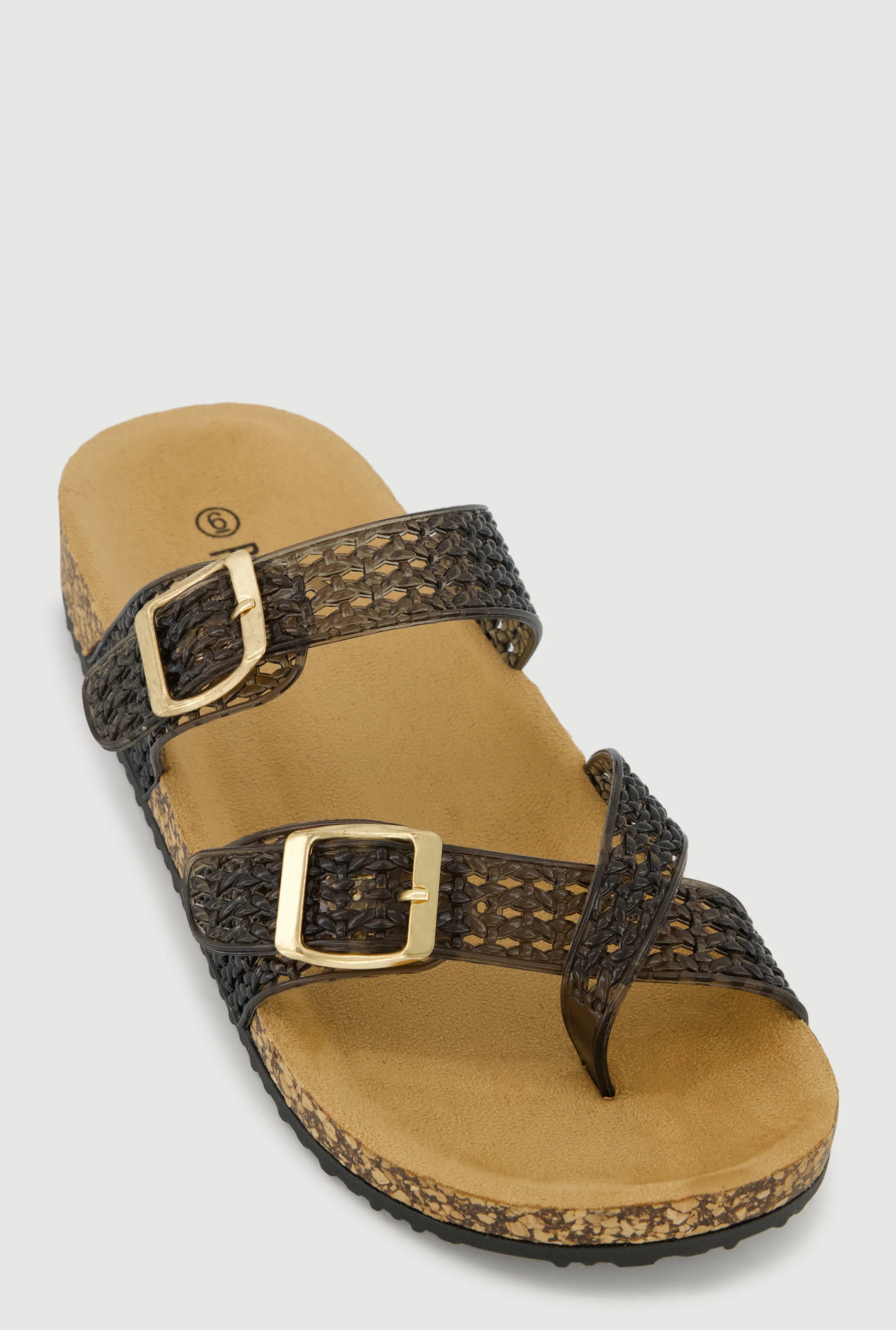 Jelly Toe Loop Buckle Detail Footbed Sandals