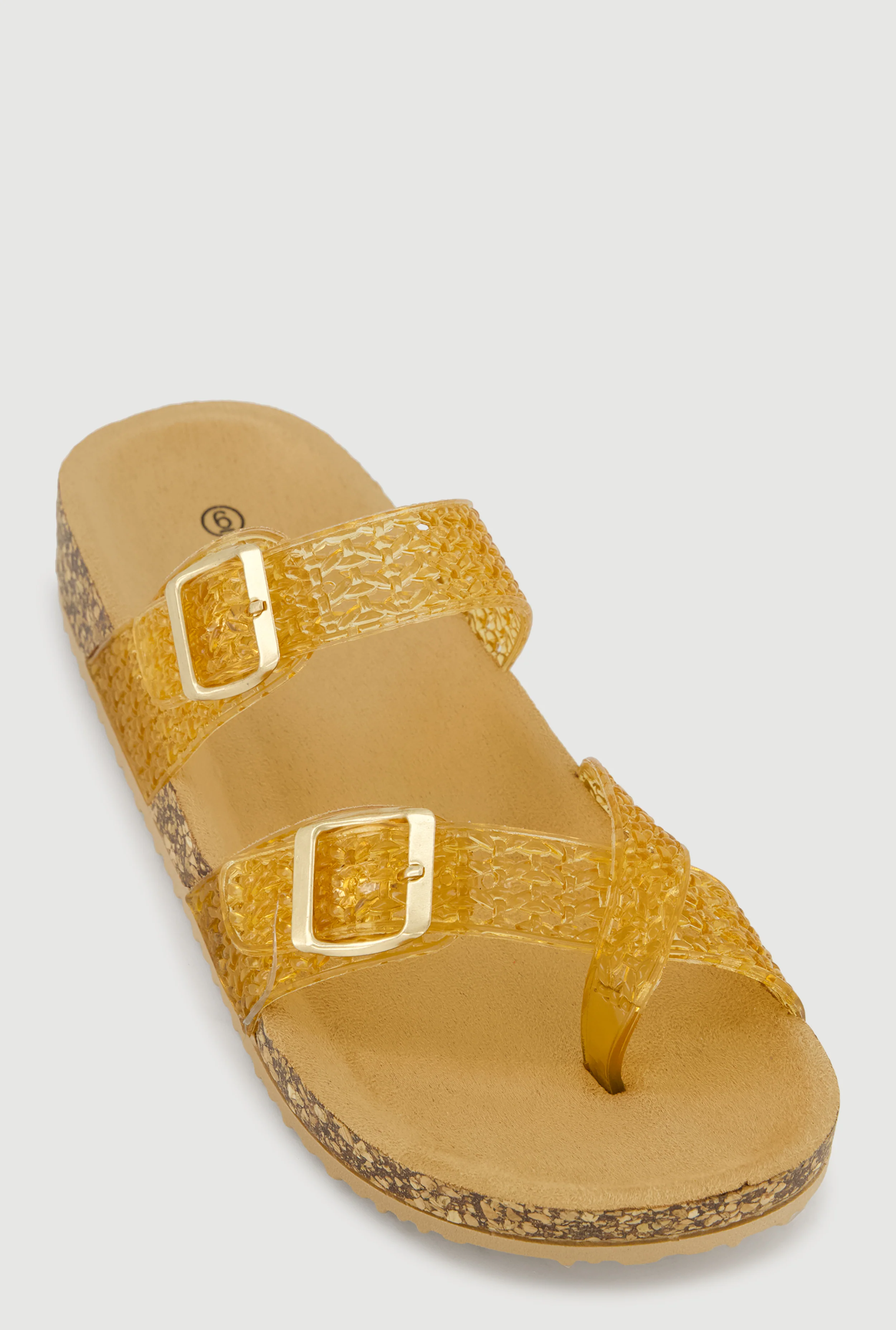 Jelly Toe Loop Buckle Detail Footbed Sandals