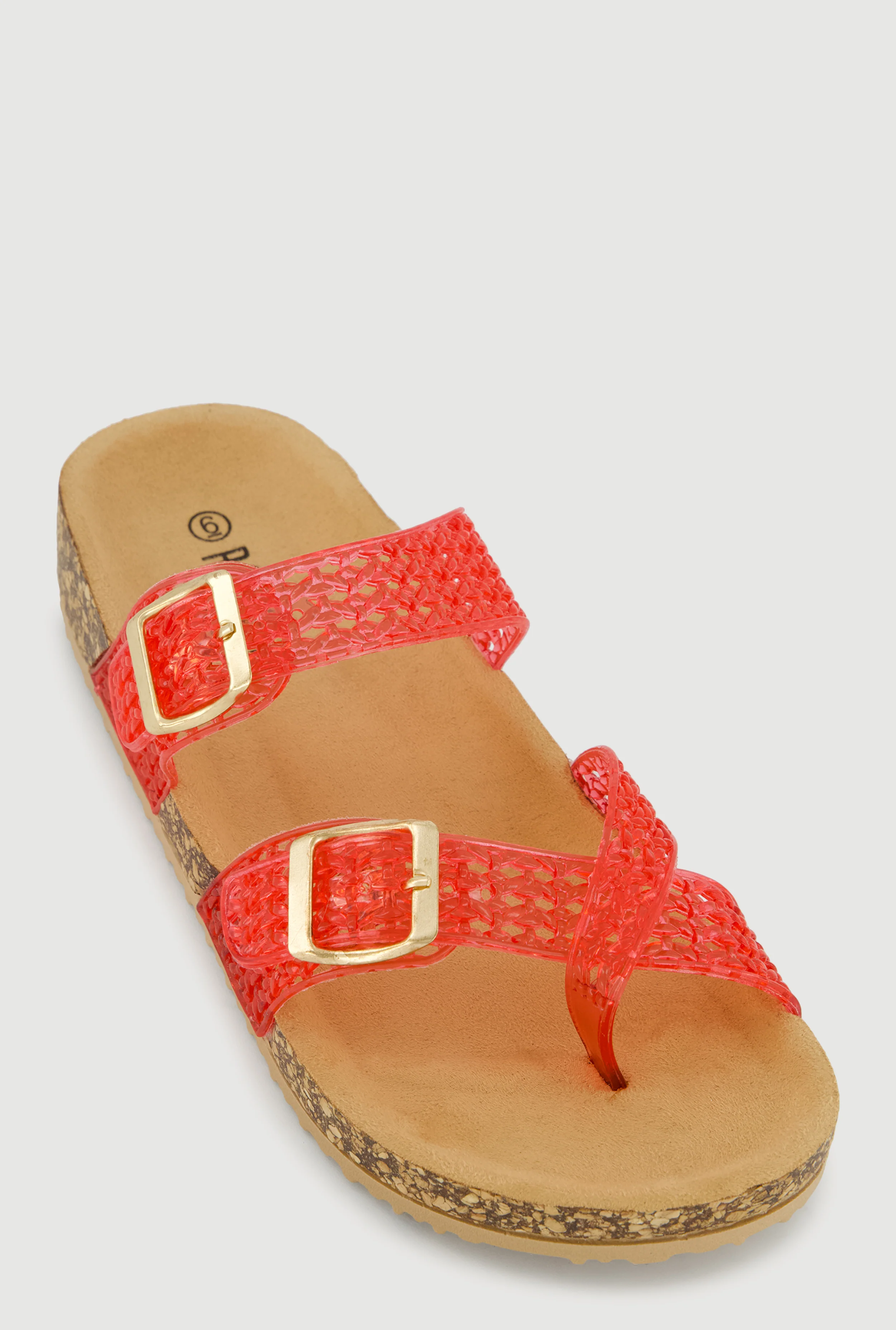 Jelly Toe Loop Buckle Detail Footbed Sandals