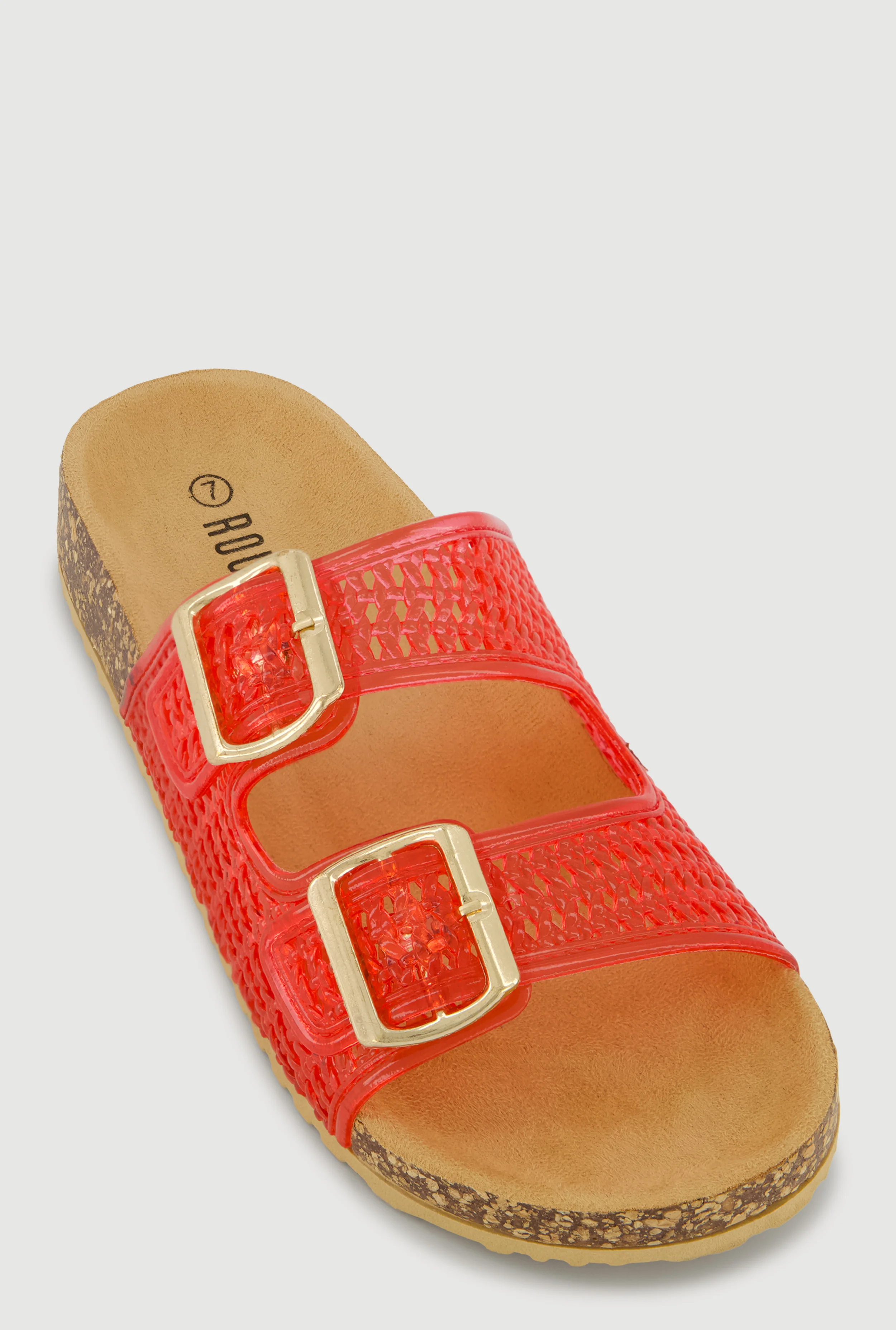 Jelly Double Buckle Band Footbed Sandals