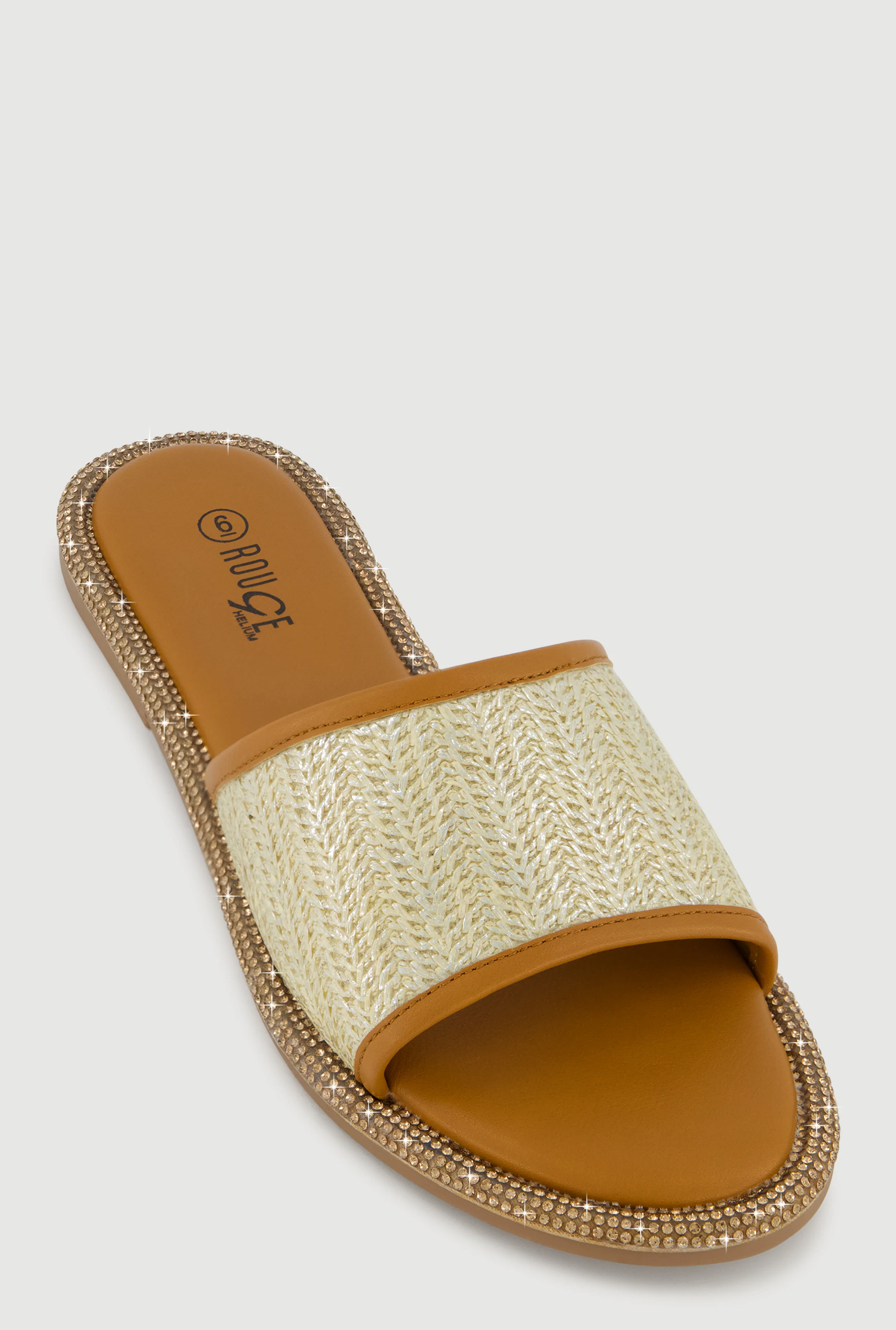 Rhinestone Trim Slide Open Toe Sandals