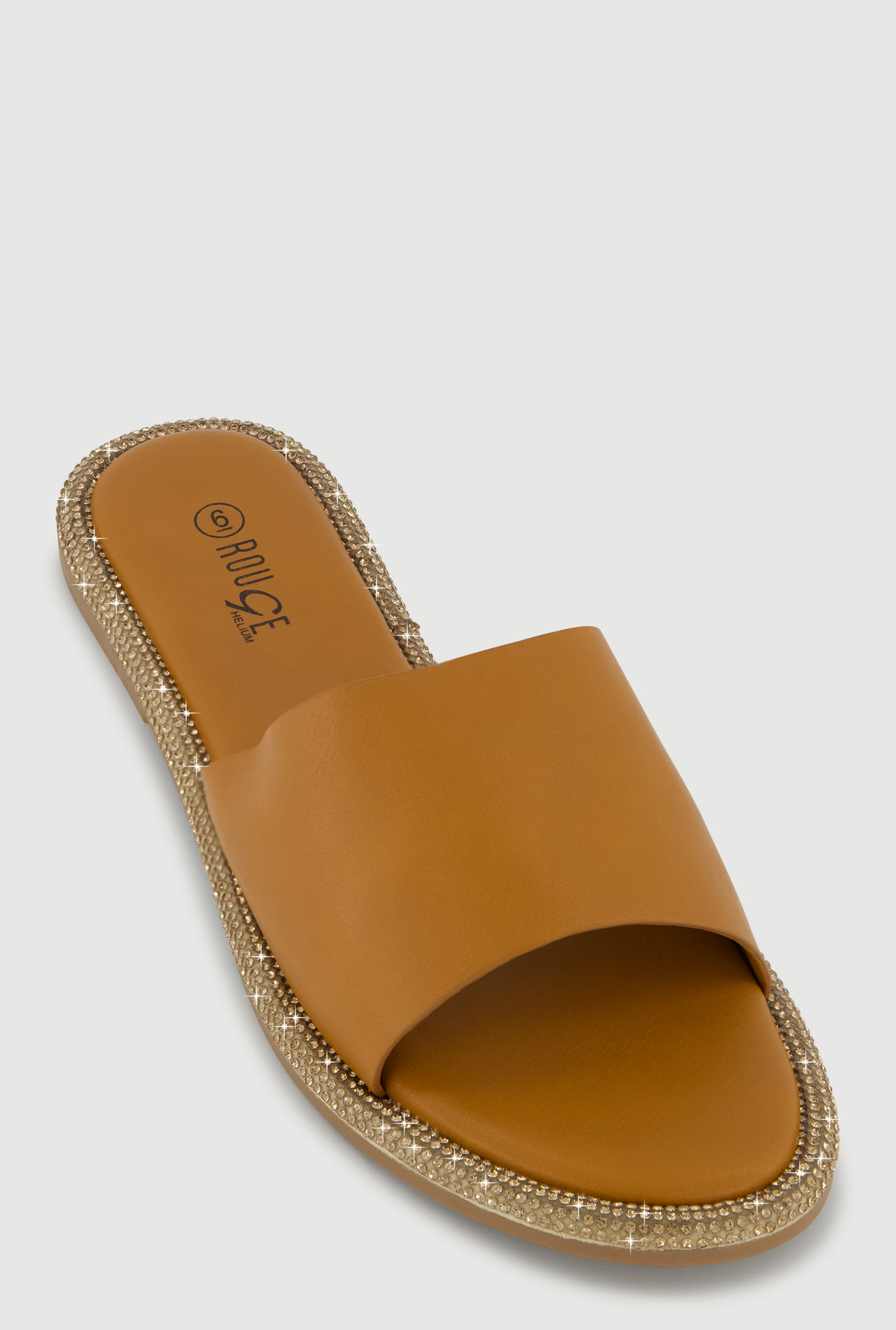 Rhinestone Trim Slide Open Toe Sandals
