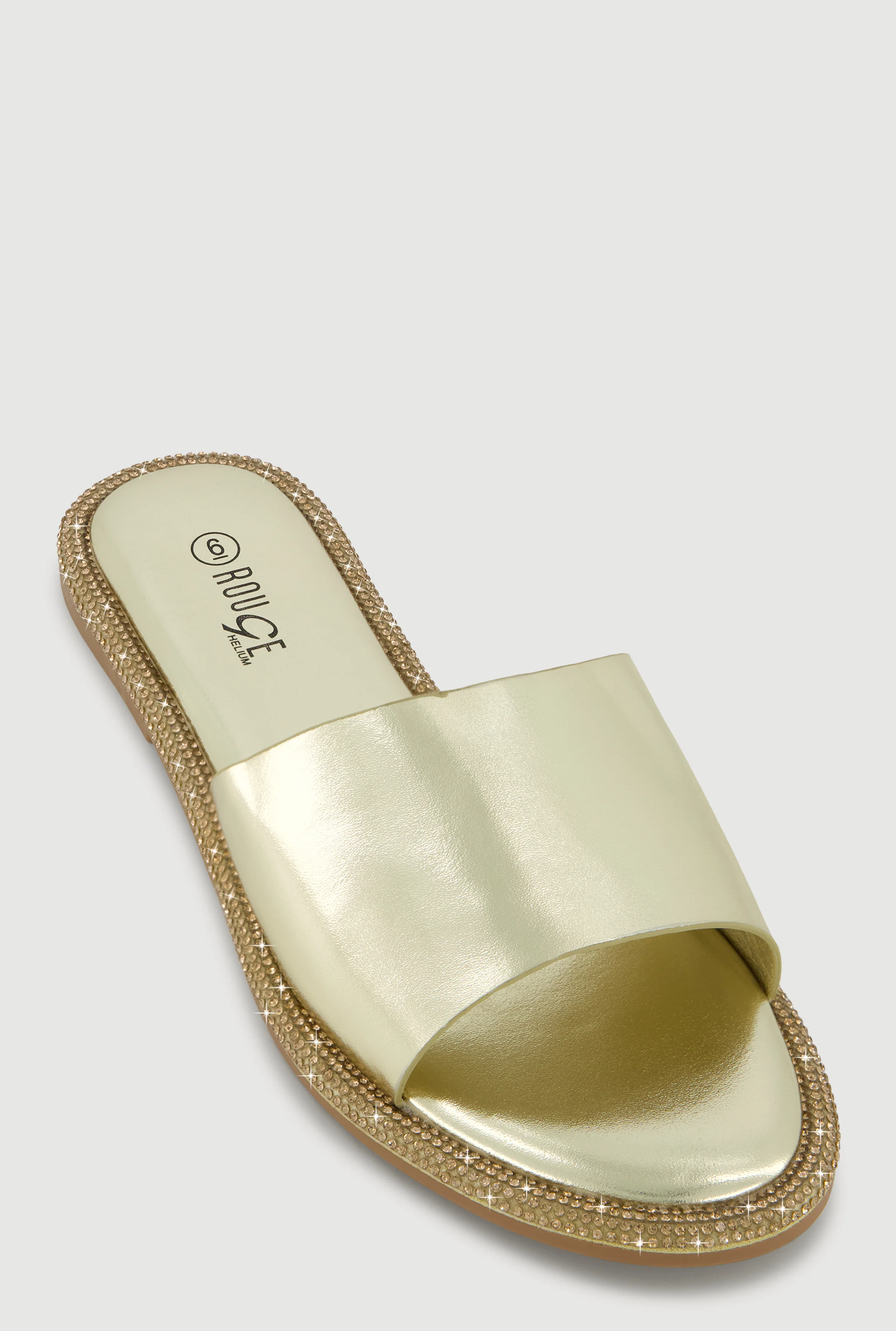 Rhinestone Trim Slide Open Toe Sandals