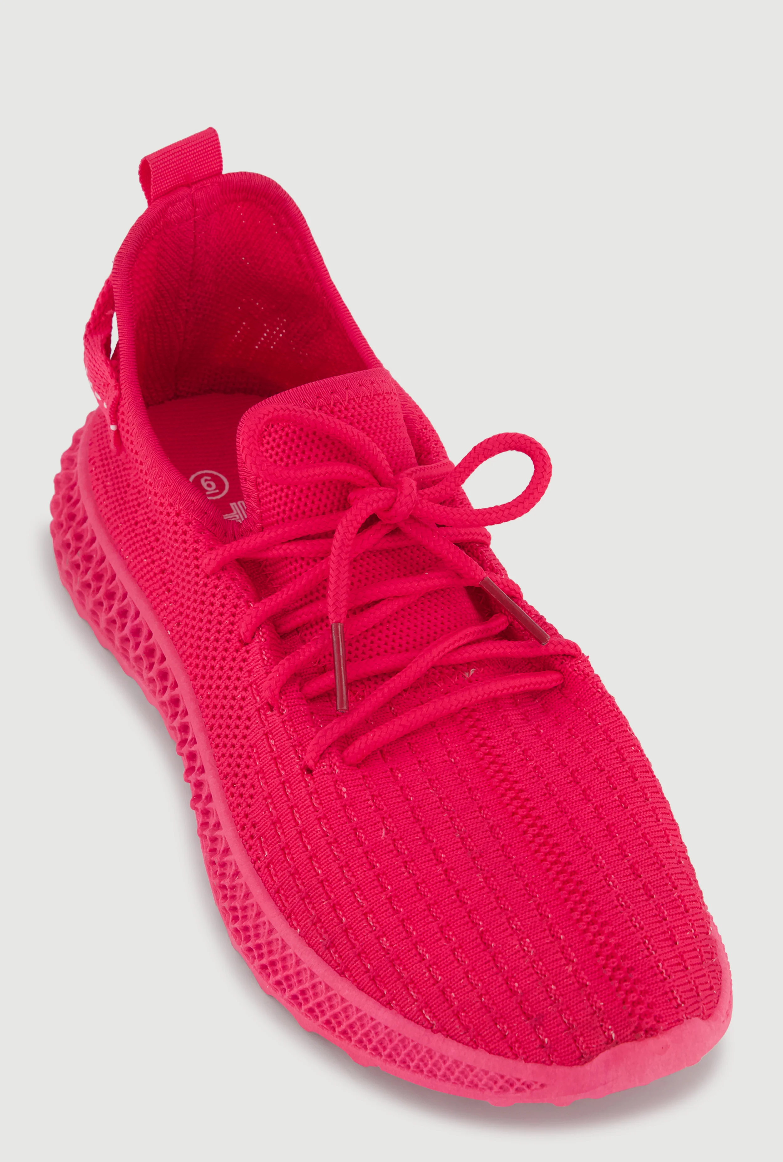 Solid Textured Knit Lace Up Low Top Sneakers