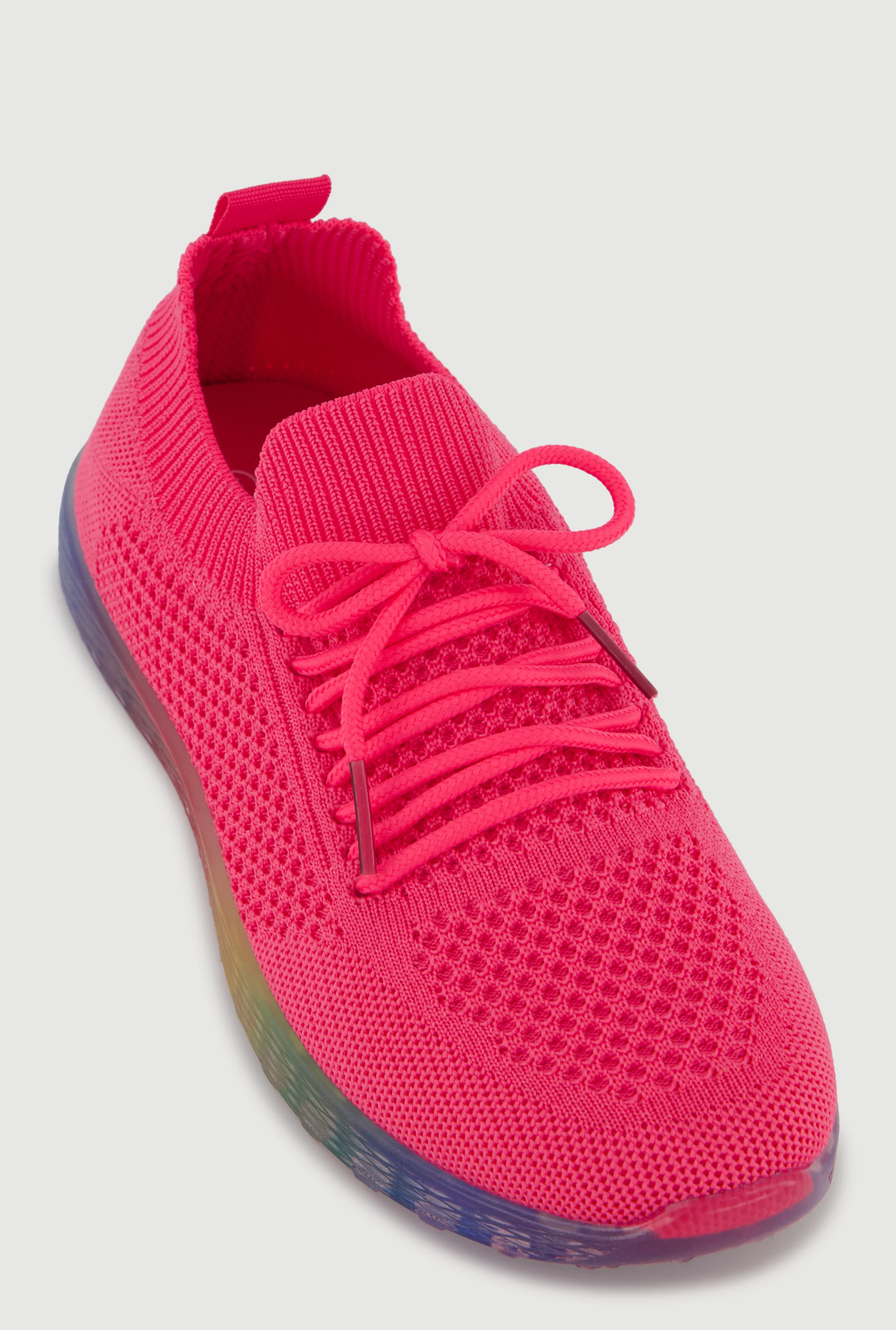 Textured Knit Lace Up Sneakers