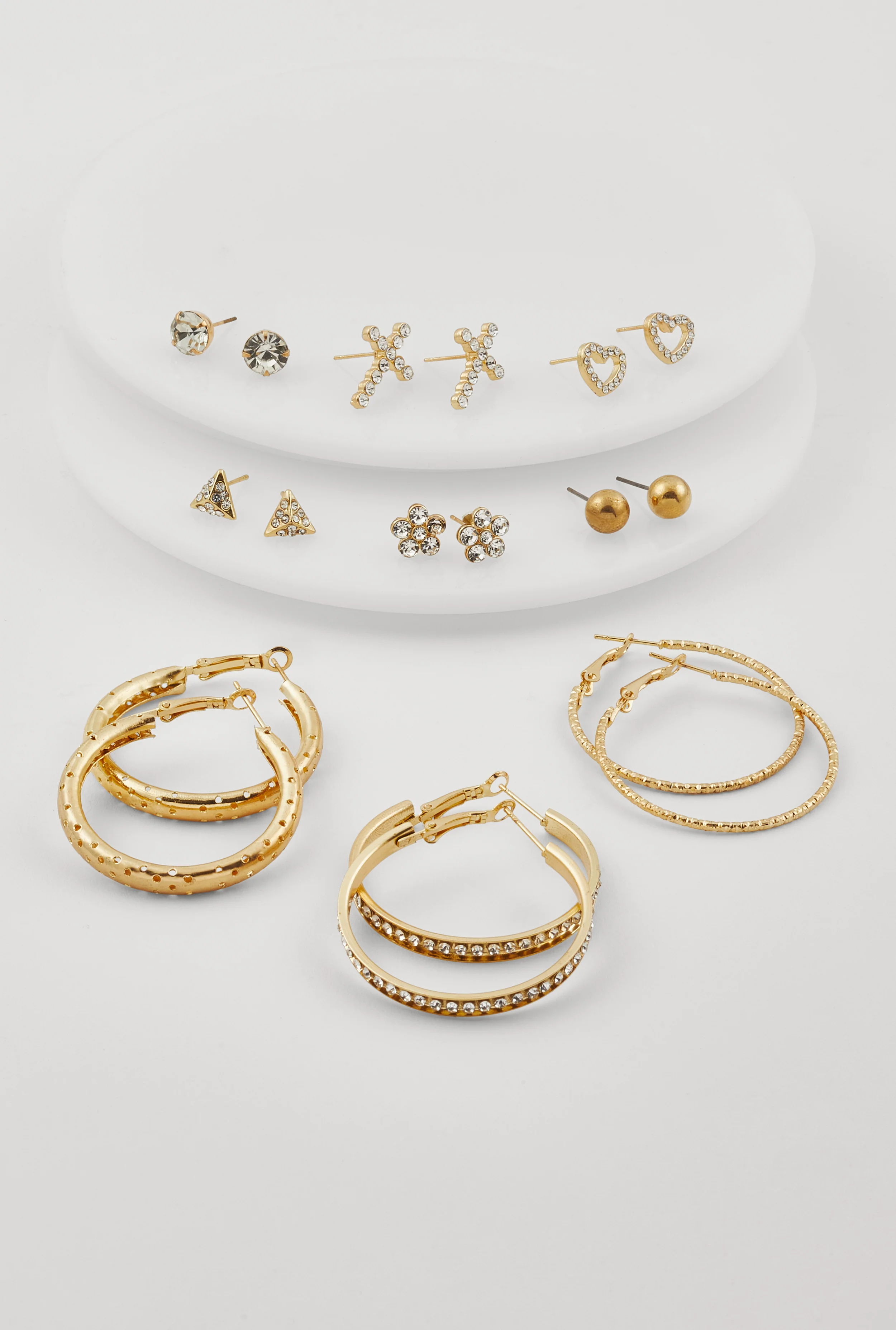 Hoop and Dainty Stud Earrings Set of 9