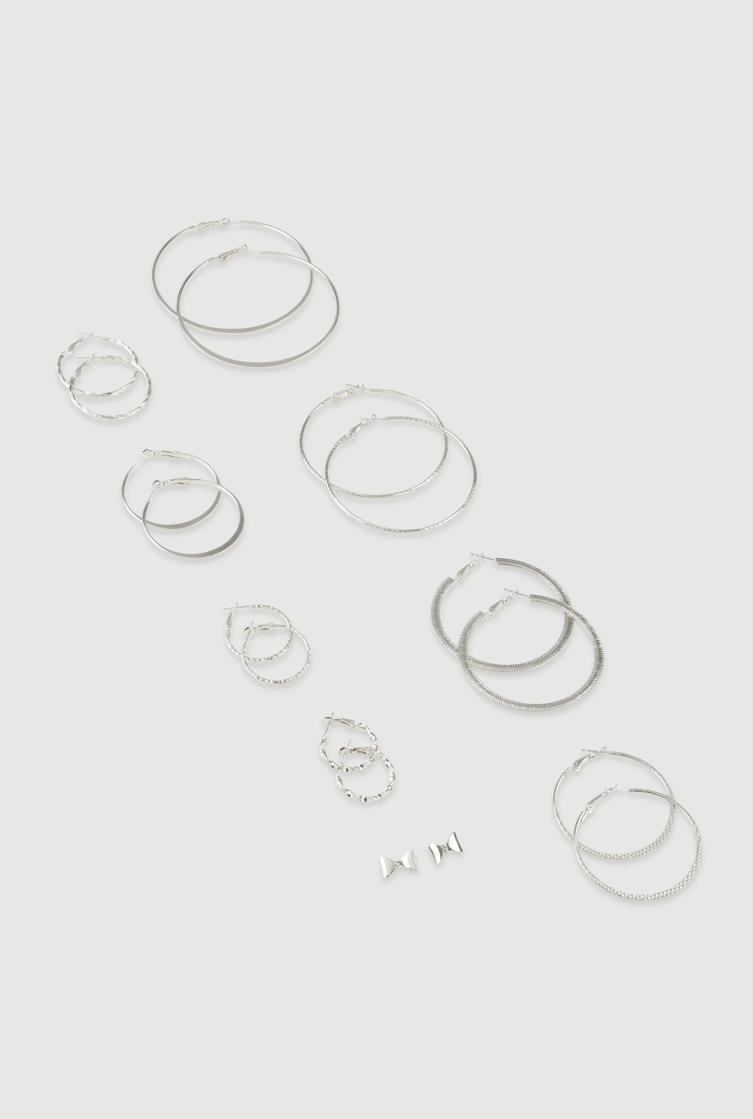 Assorted Hoop and Bow Tie Stud Earrings Set of 9