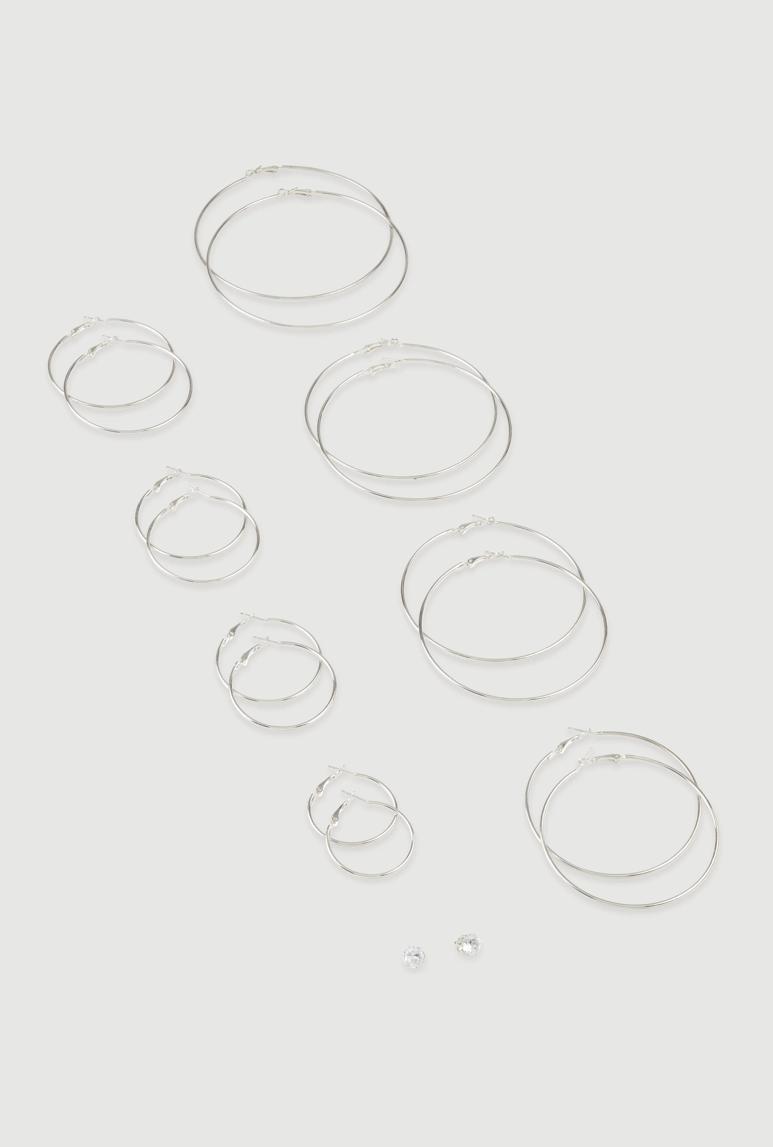Metallic Hoop and Stud Earrings Set of 9