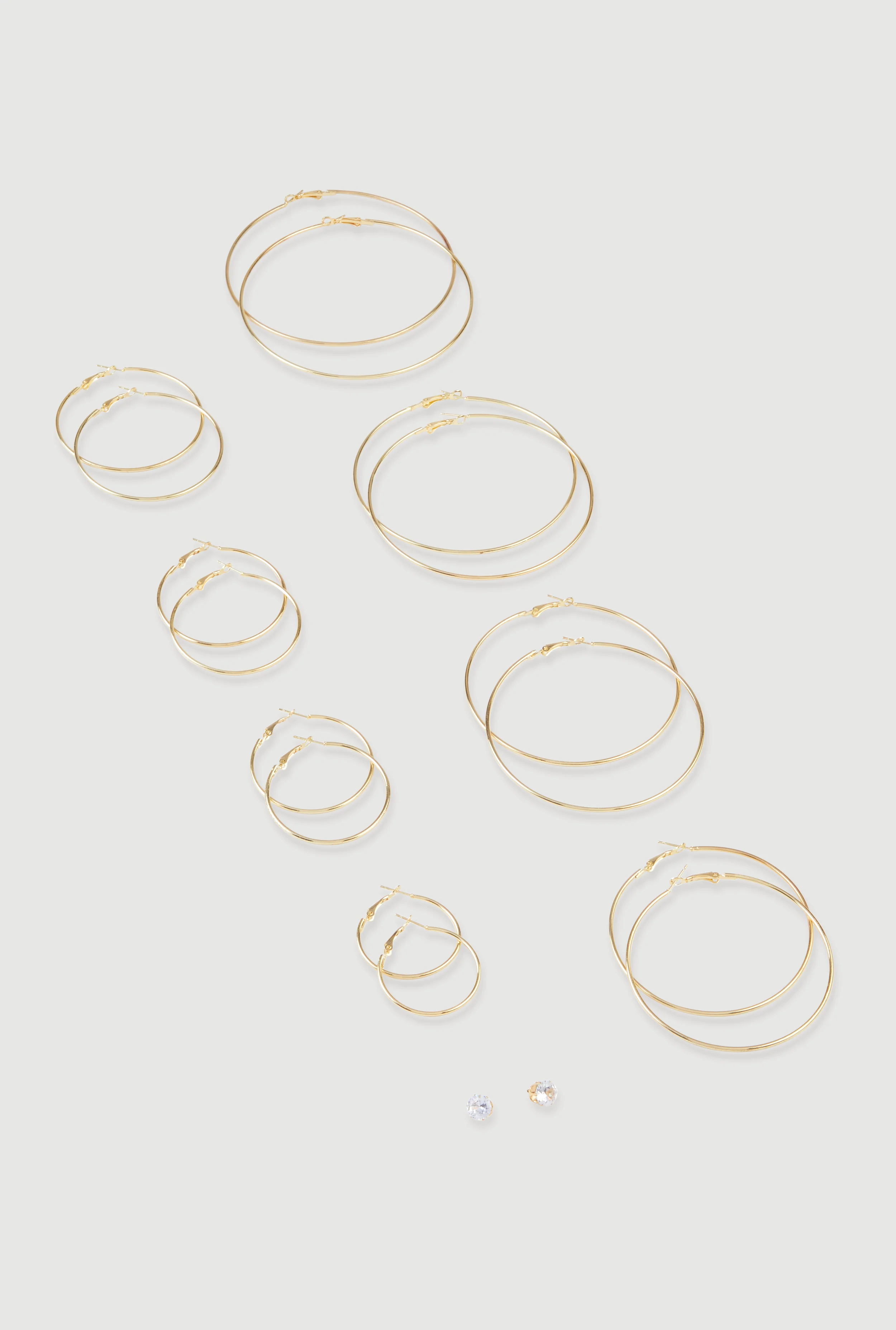 Metallic Hoop and Stud Earrings Set of 9