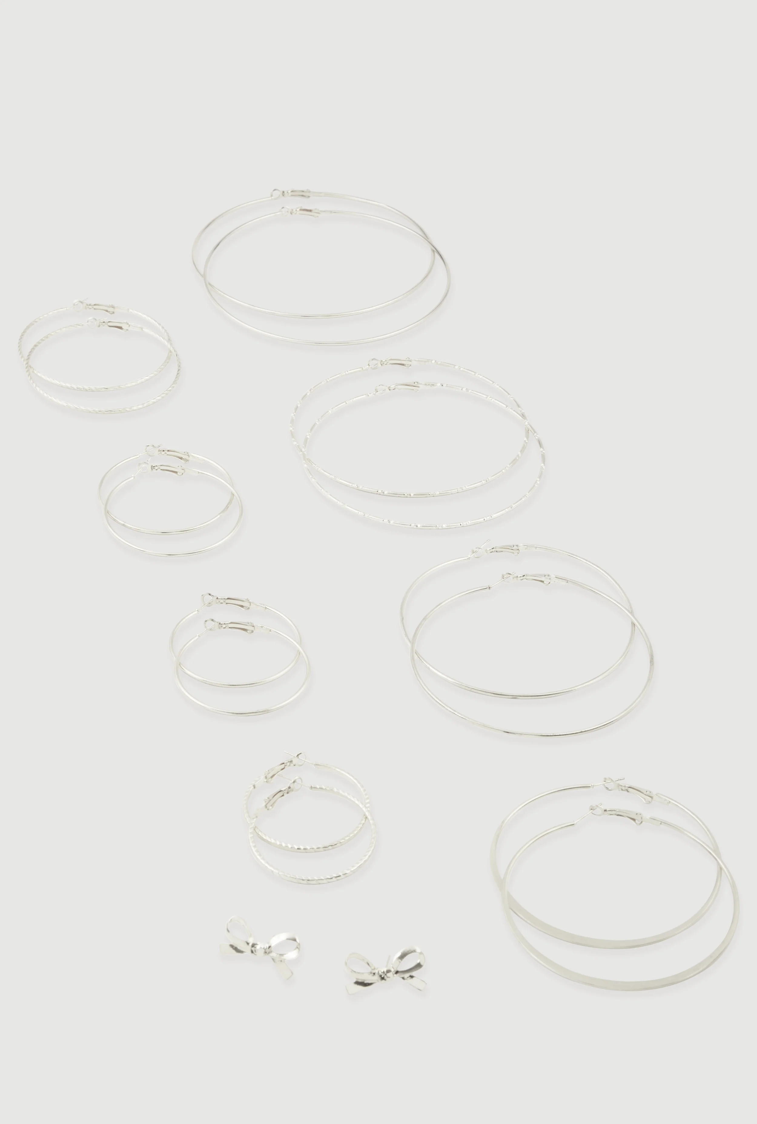 Assorted Hoop and Bow Stud Earrings Set of 9