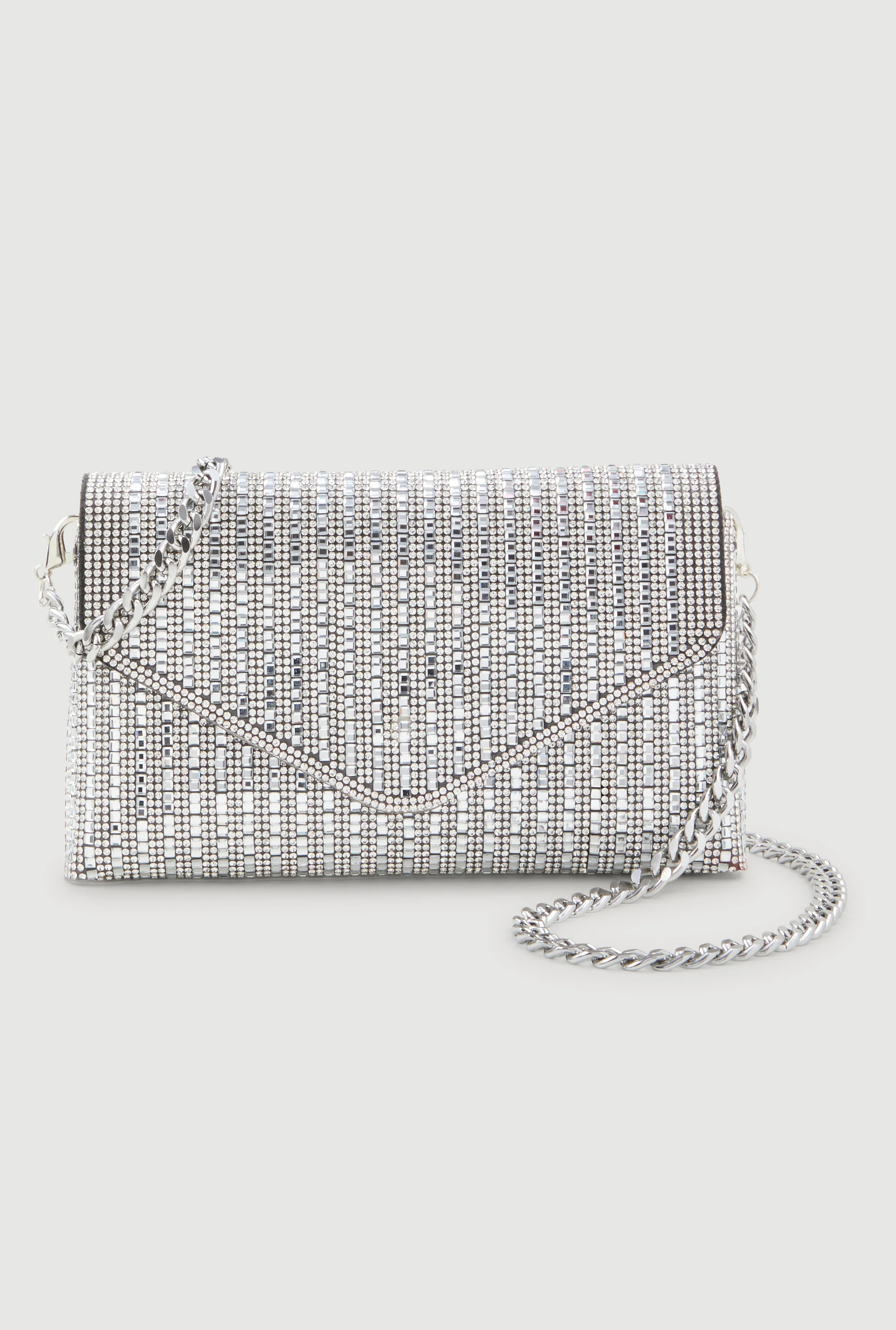 Rhinestone Envelope Clutch with Removable Strap