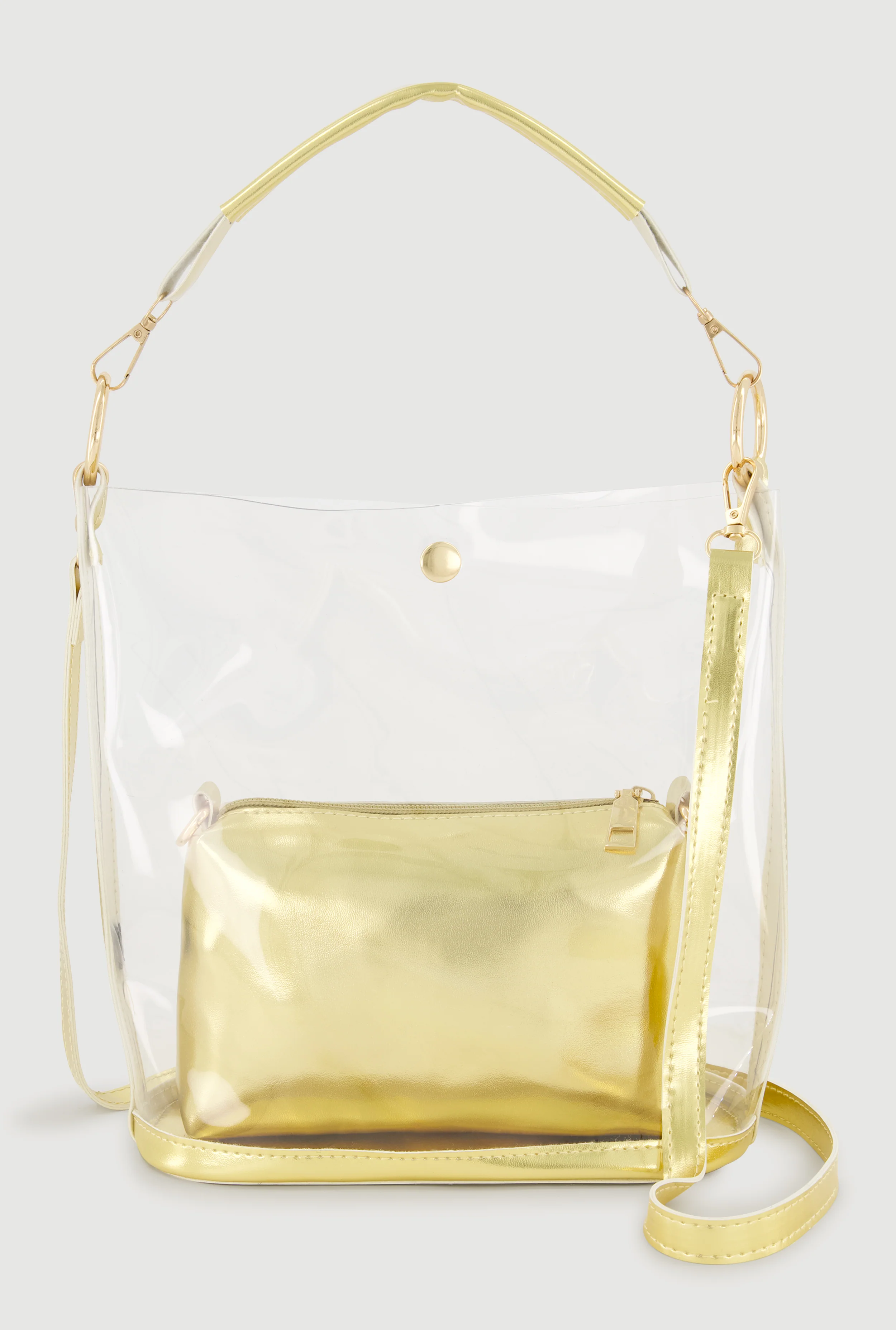 Clear Convertible Bucket Bag with Pouch