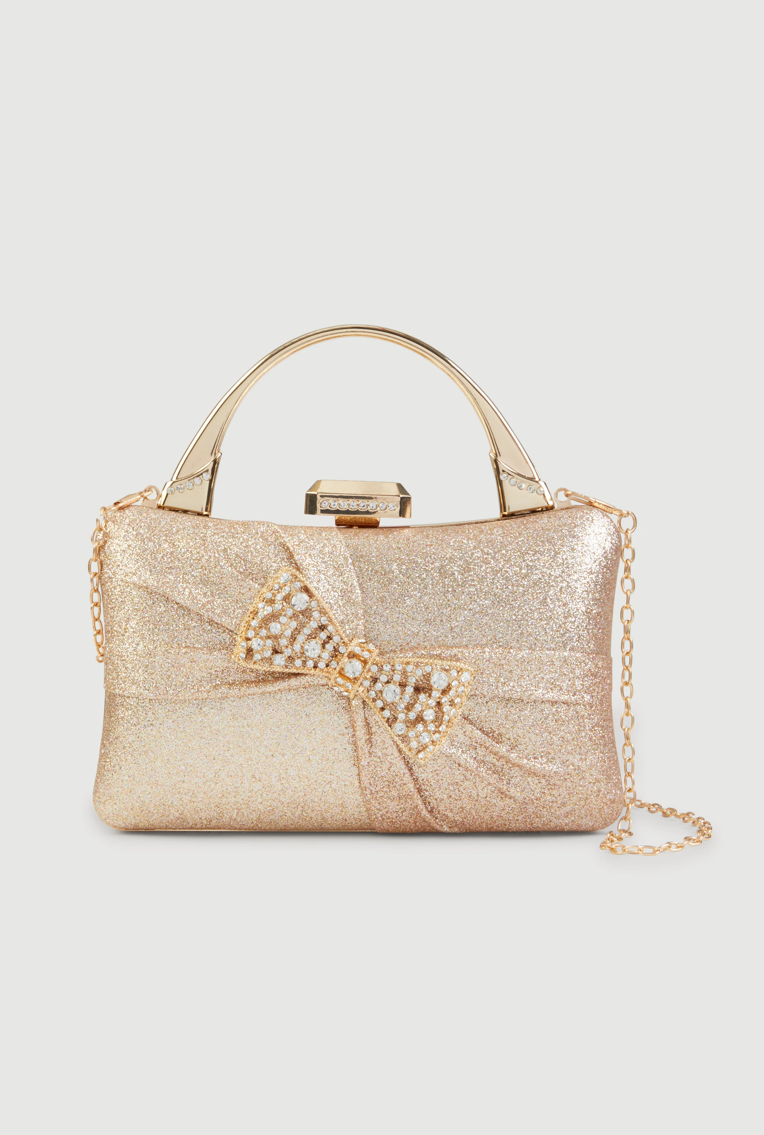 Rhinestone Bow Glitter Convertible Crossbody Bag