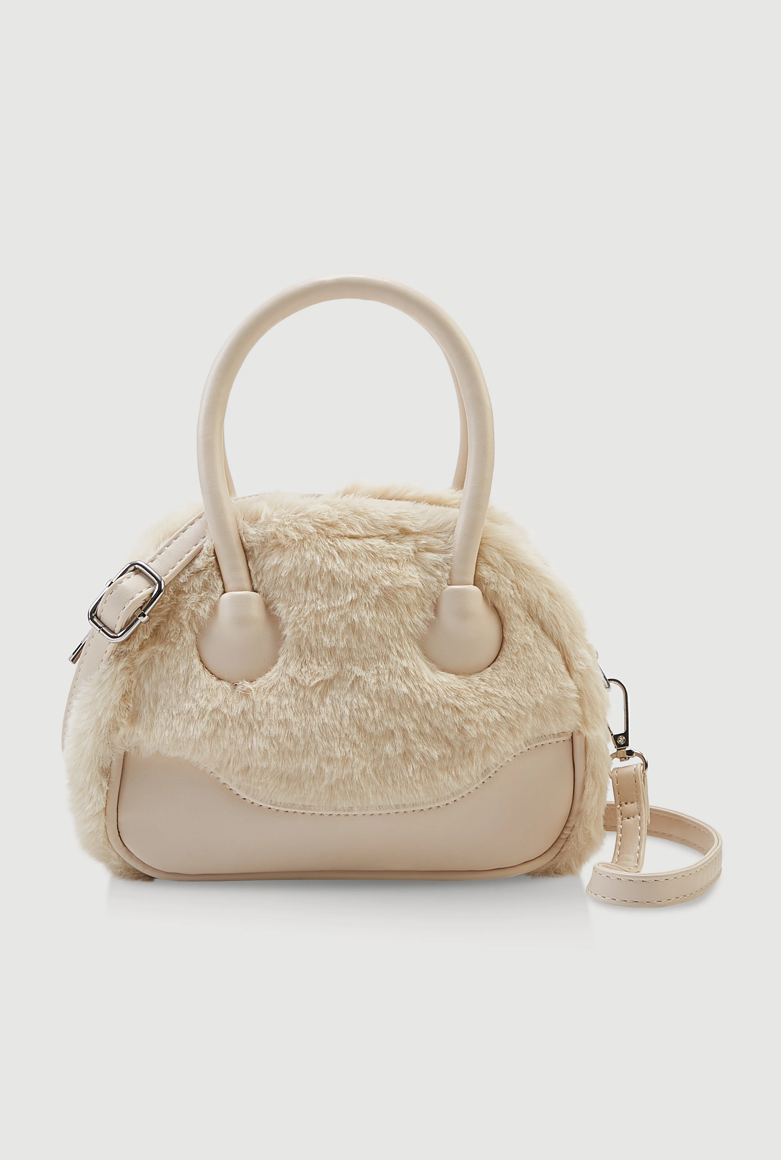 Faux Fur Convertible Crossbody Handbag