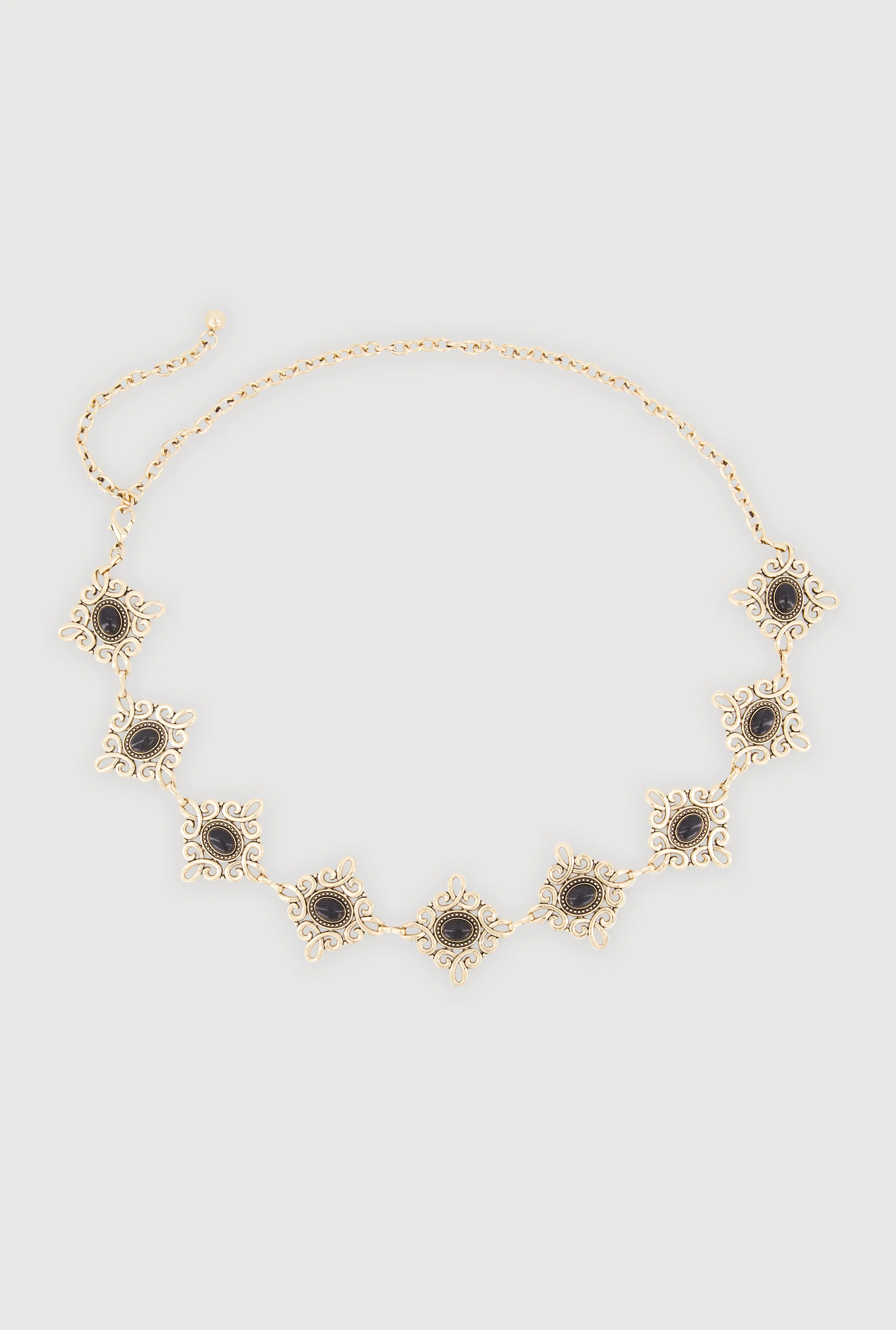 Metallic Geometric Brooch Chain Belt