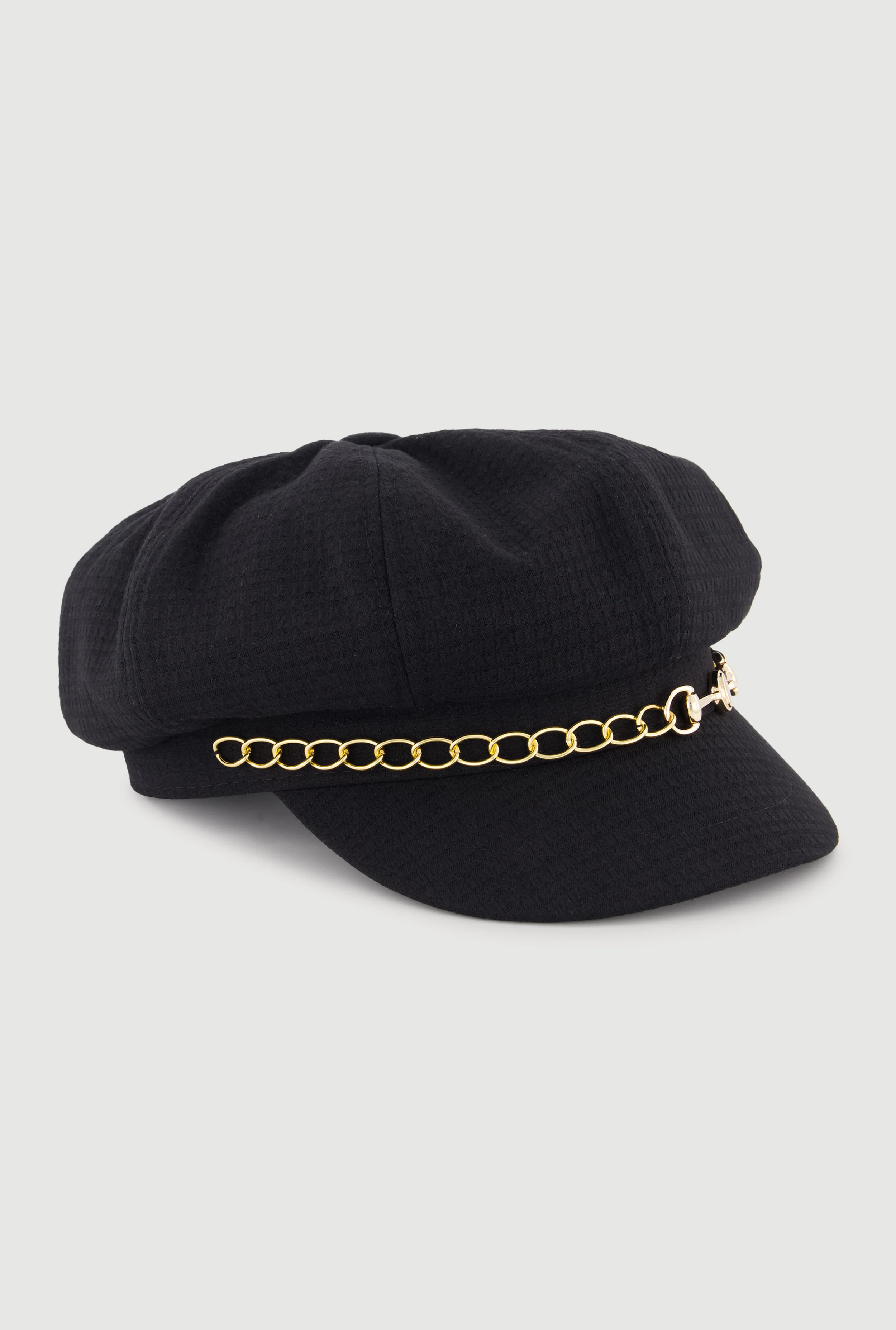 Horsebit Chain Detail Cabbie Hat