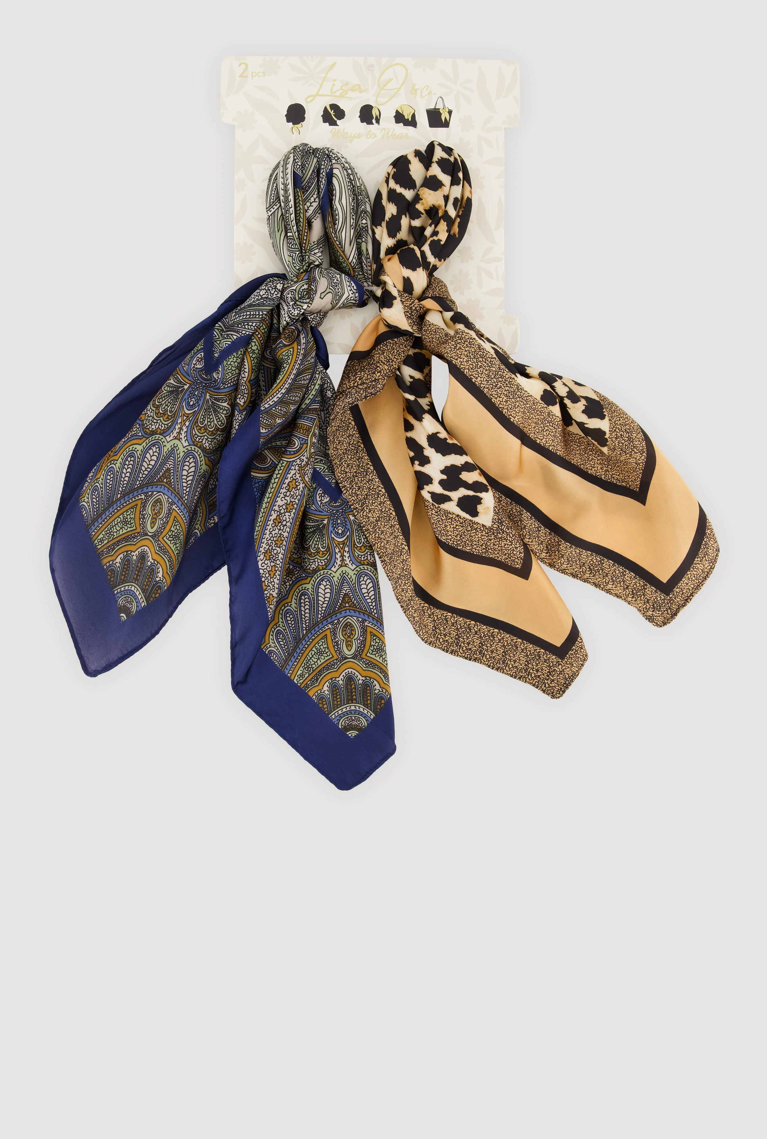 Contrast Trim Patterned Multiway Scarves 2 Pack