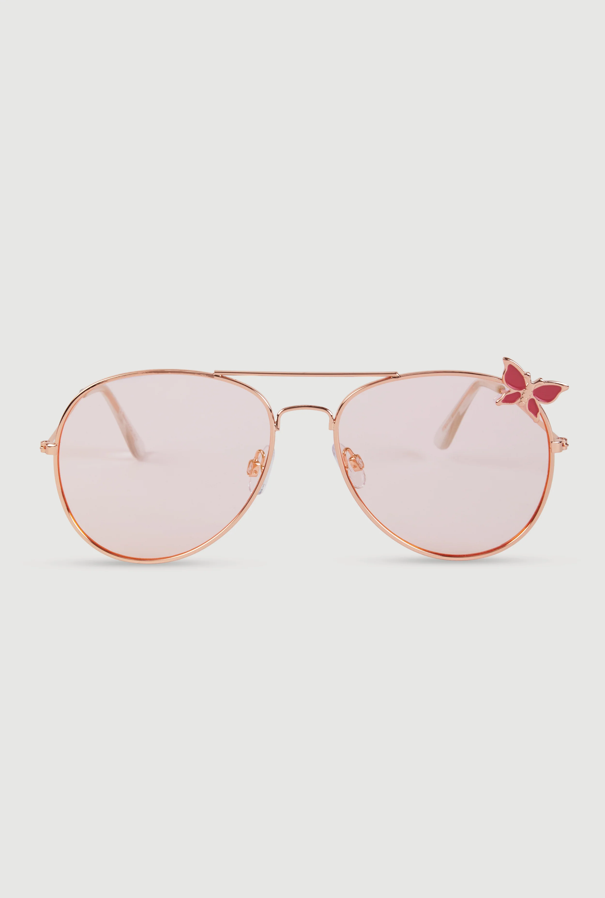 Metallic Butterfly Rim Detail Aviator Sunglasses