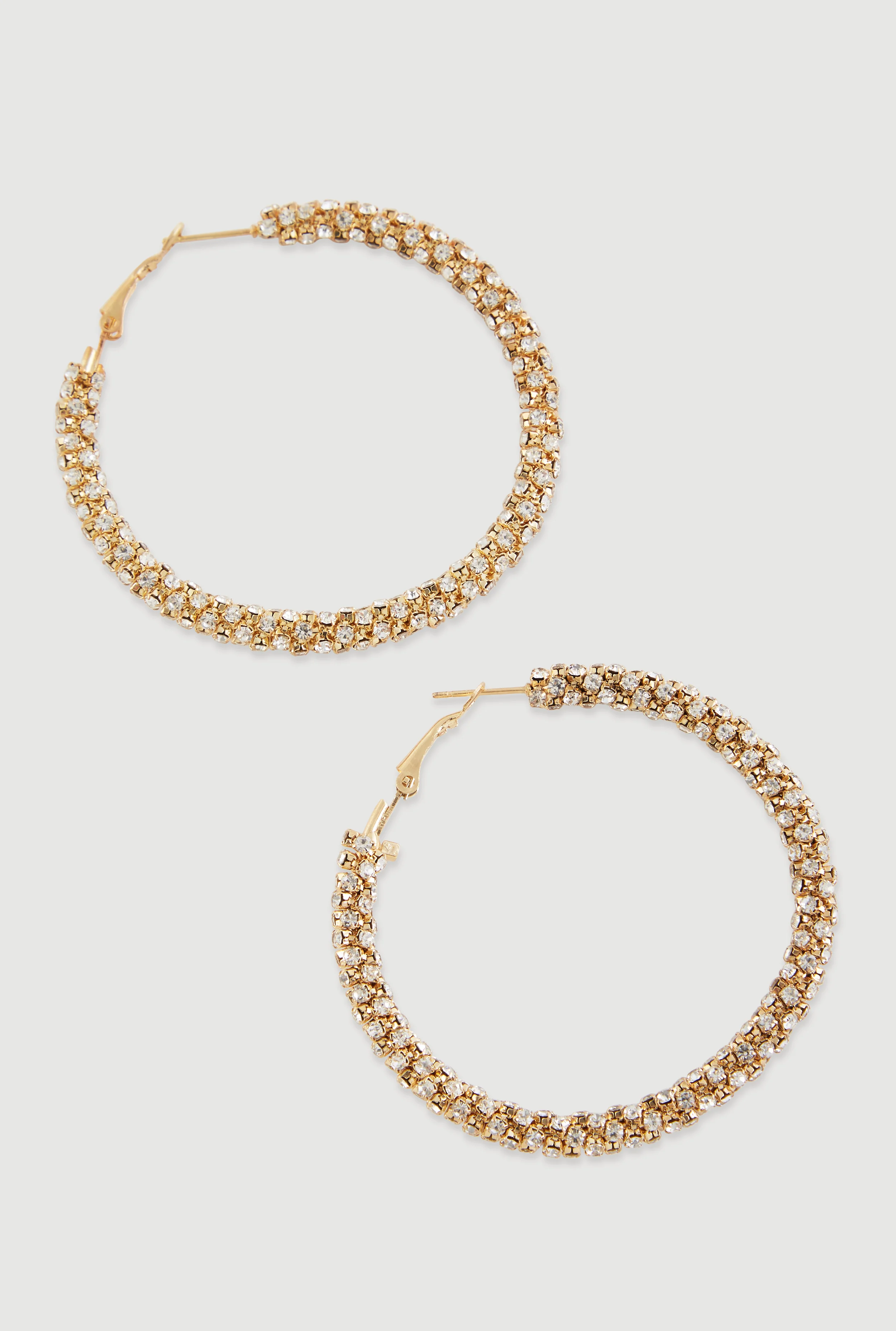 Rhinestone Encrusted Metallic Hoop Earrings