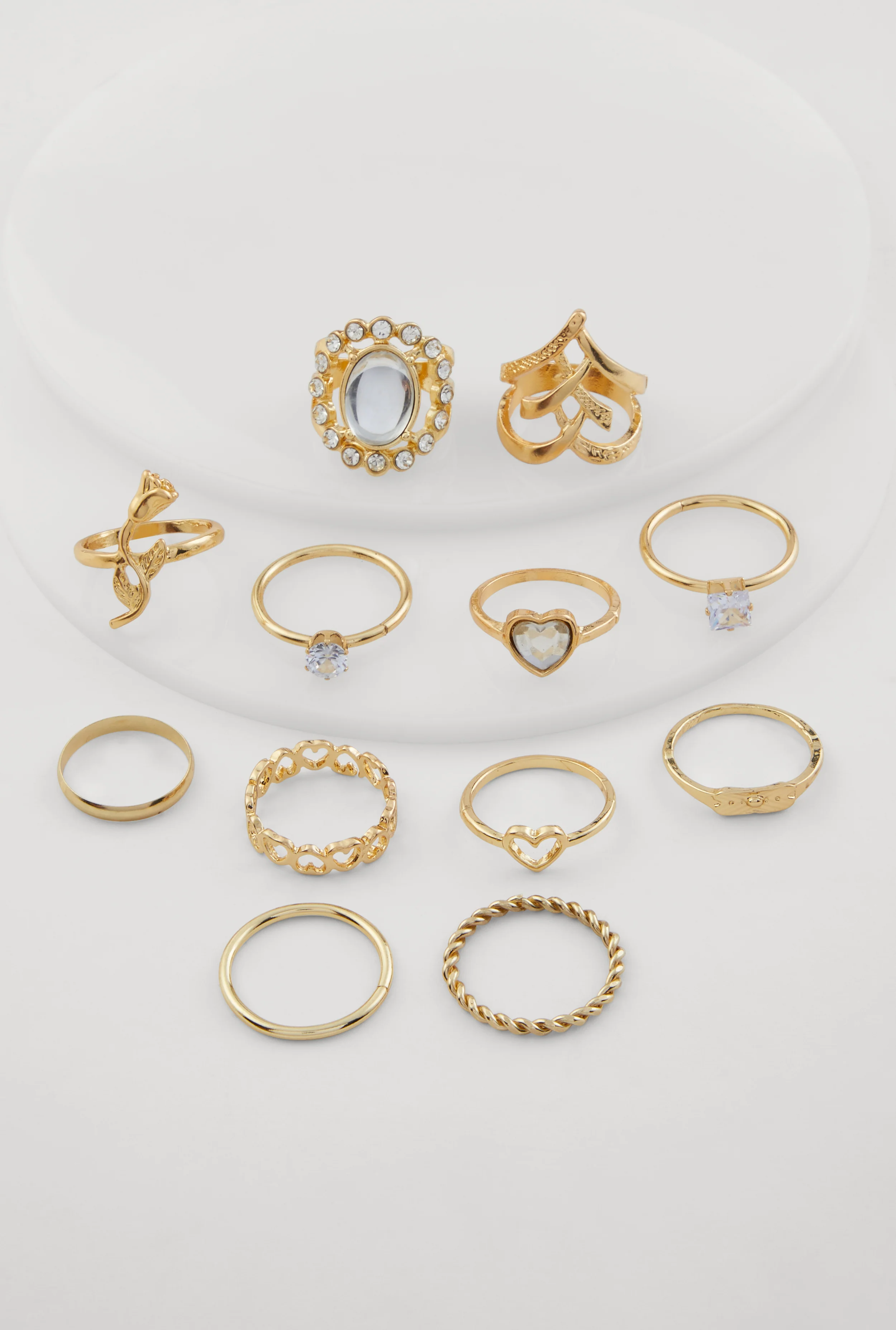 Assorted Cubic Zirconia Sculptural Rings Set of 12
